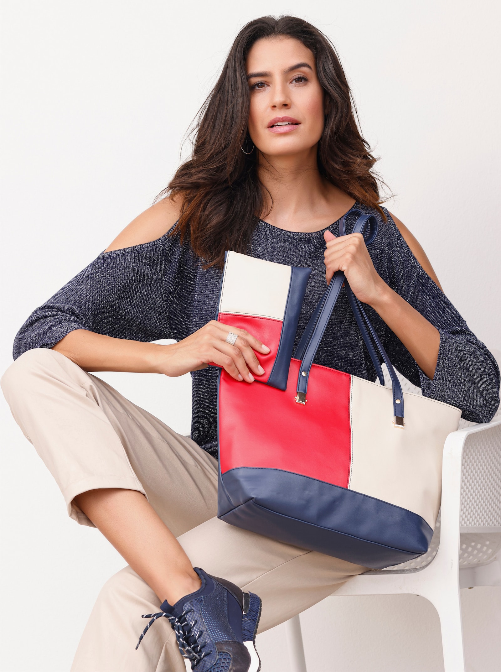 Handtasche mit Kosmetiktasche - rot