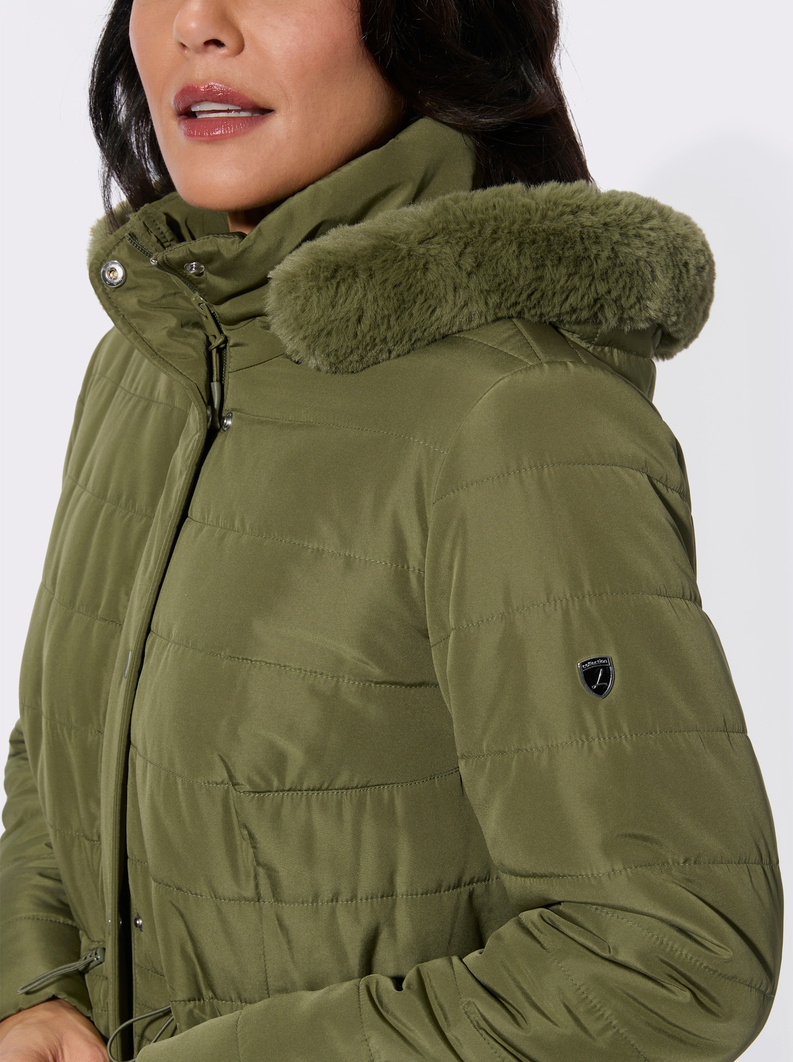 Steppjacke mit verdecktem Reißverschluss - oliv