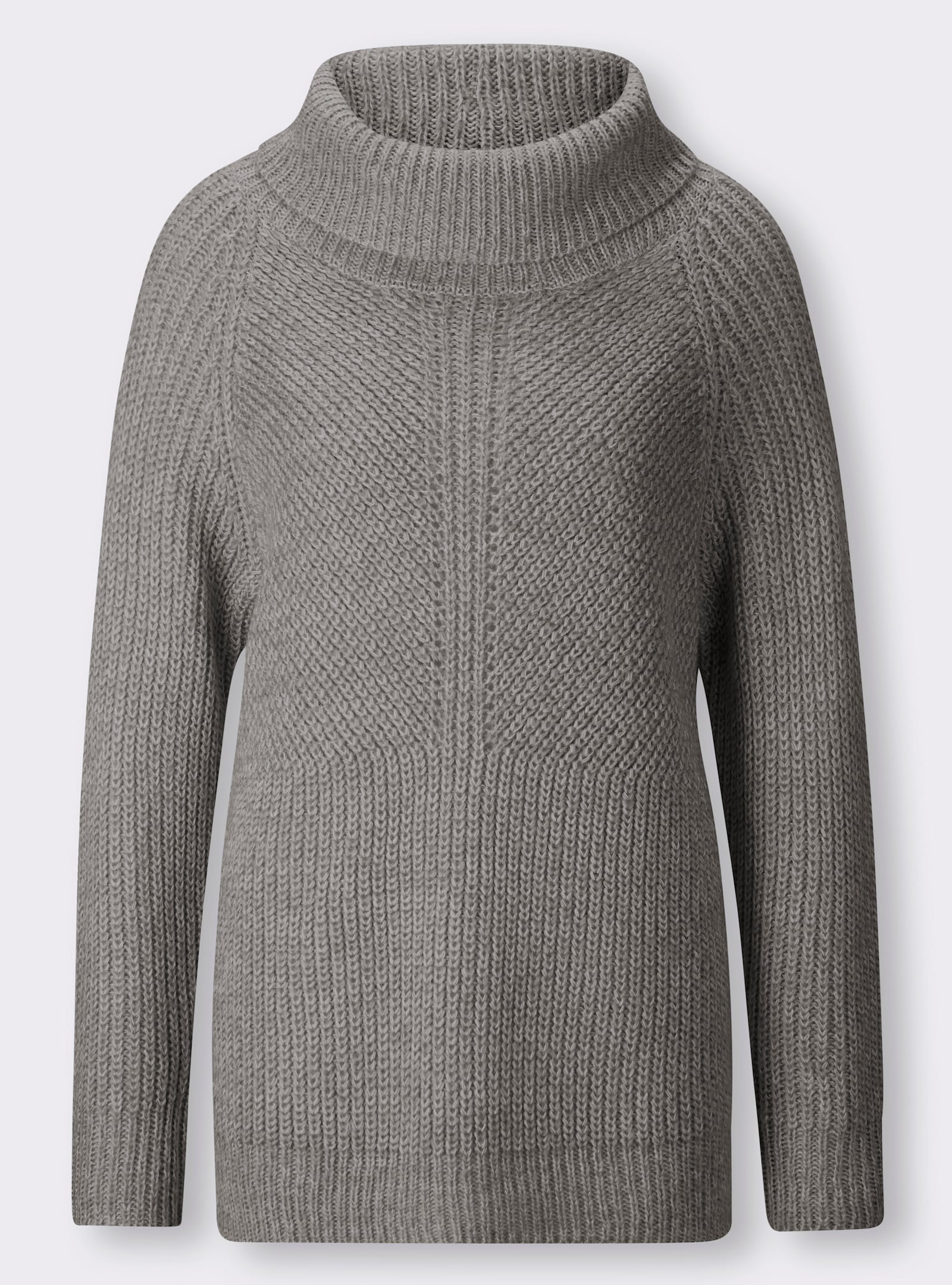 heine Rollkragenpullover mit aufwendigem Strickmuster - grau-meliert
