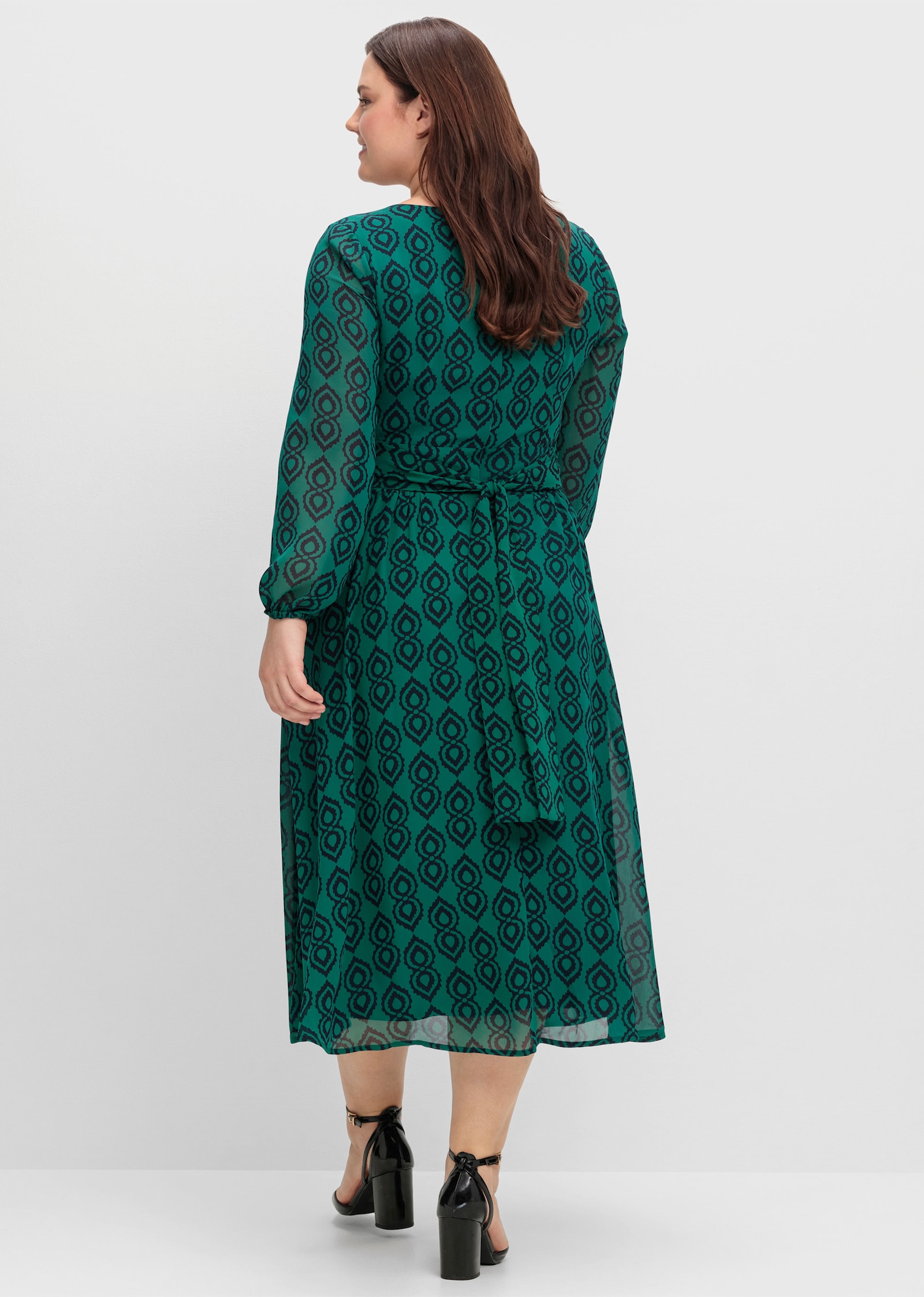 sheego by Joe Browns Robe imprimée longueur midi, en qualité Georgette - vert-bleu