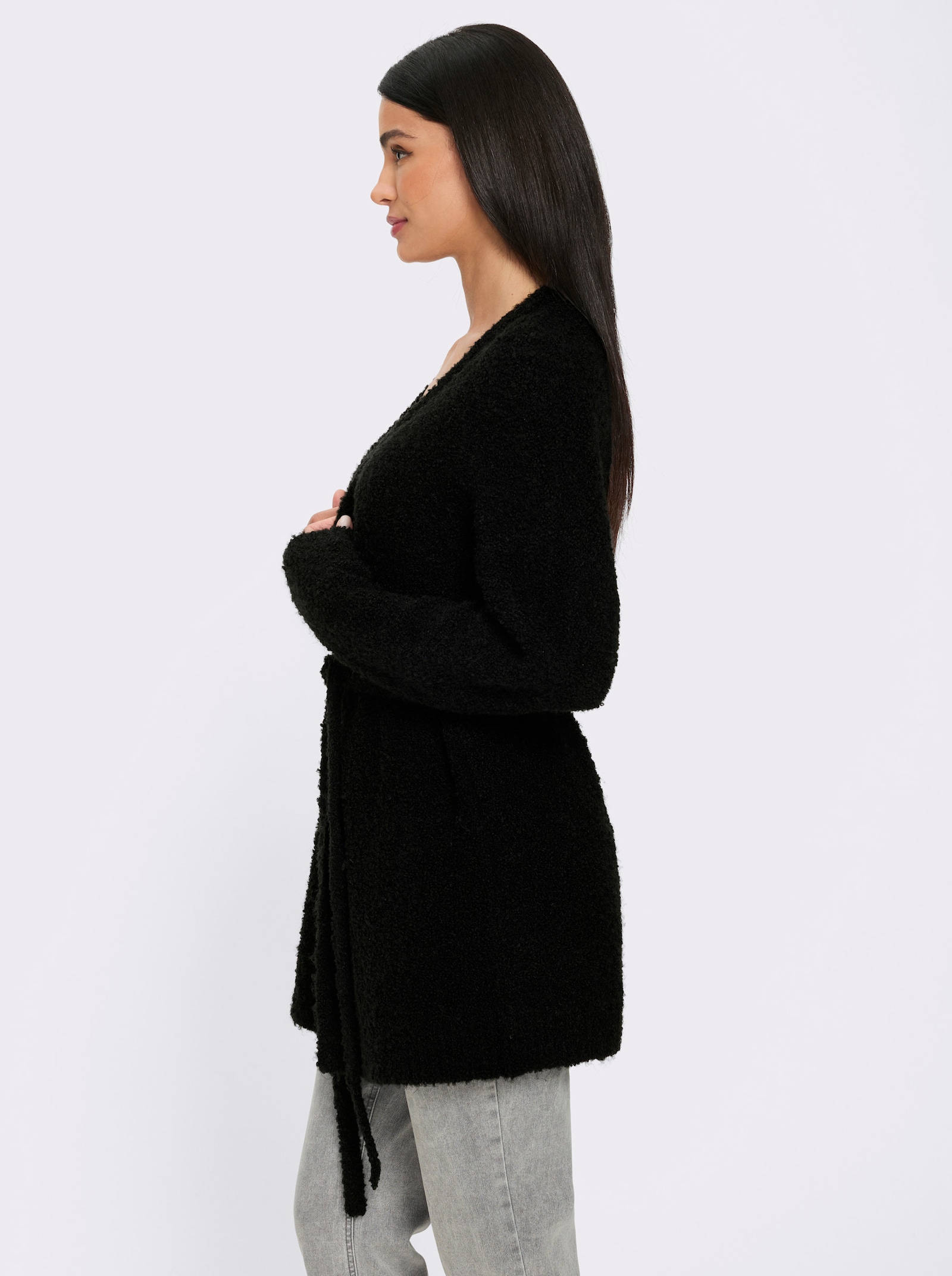 heine Strickjacke in Bouclé-Optik - schwarz
