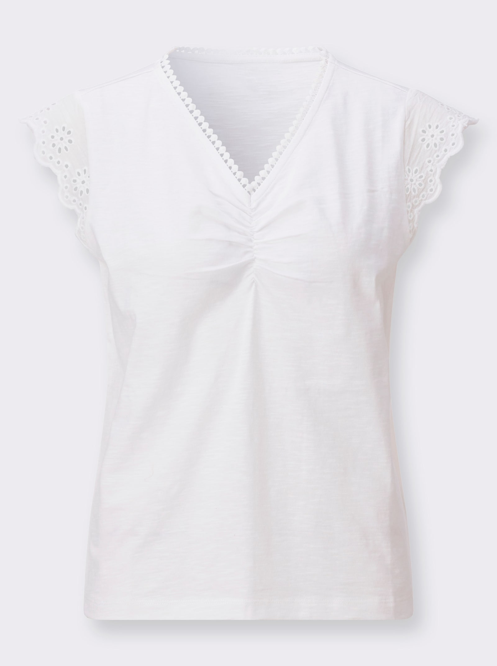 Shirt mit V-Ausschnitt - ecru