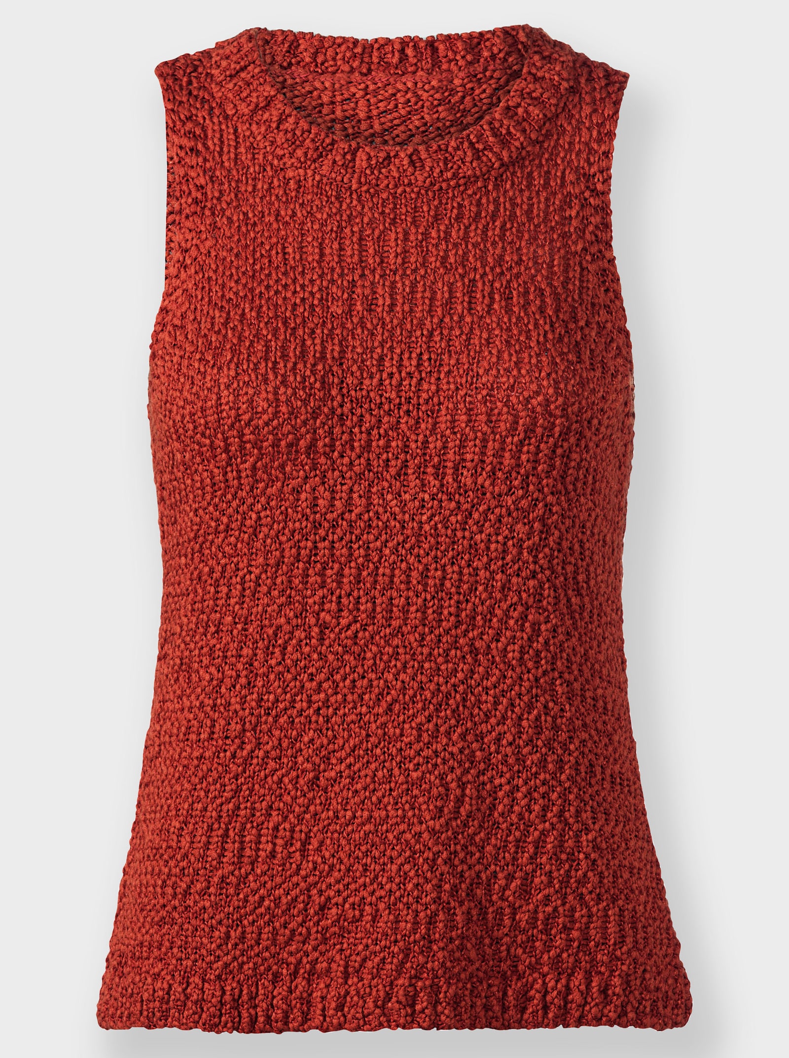 heine Stricktop in Effektgarn - rostrot