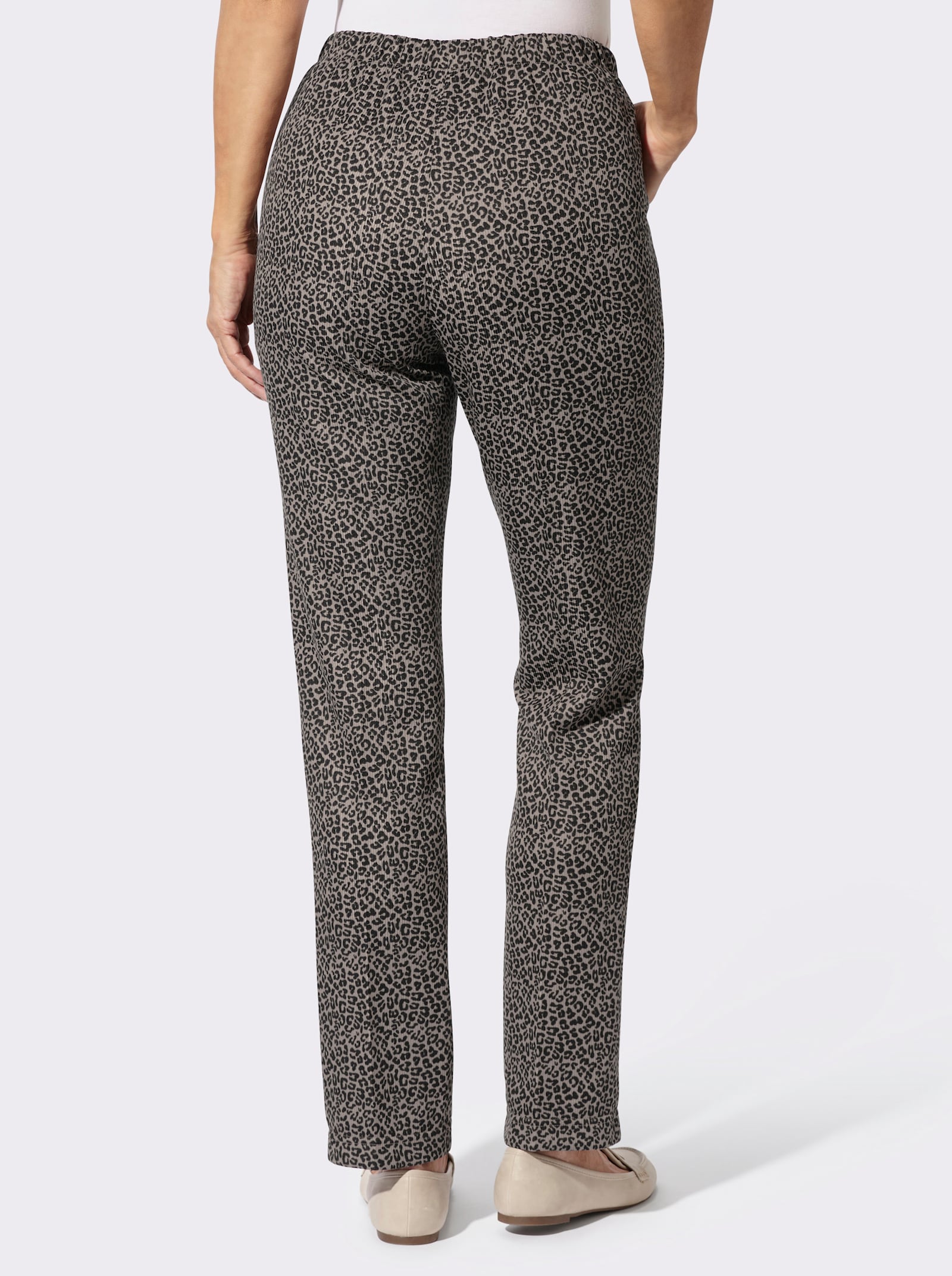 Jerseyhose in Ripp-Qualität - taupe-graphit-bedruckt