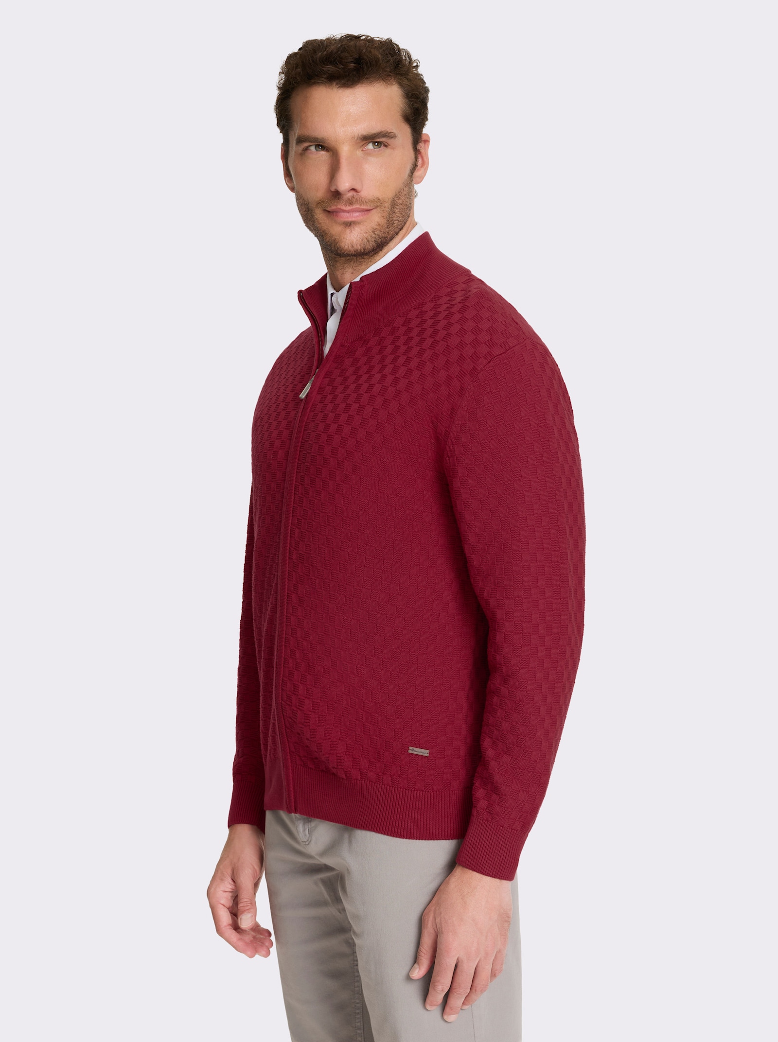 Marco Donati Strickjacke mit verdecktem Reissverschluss - kirsche