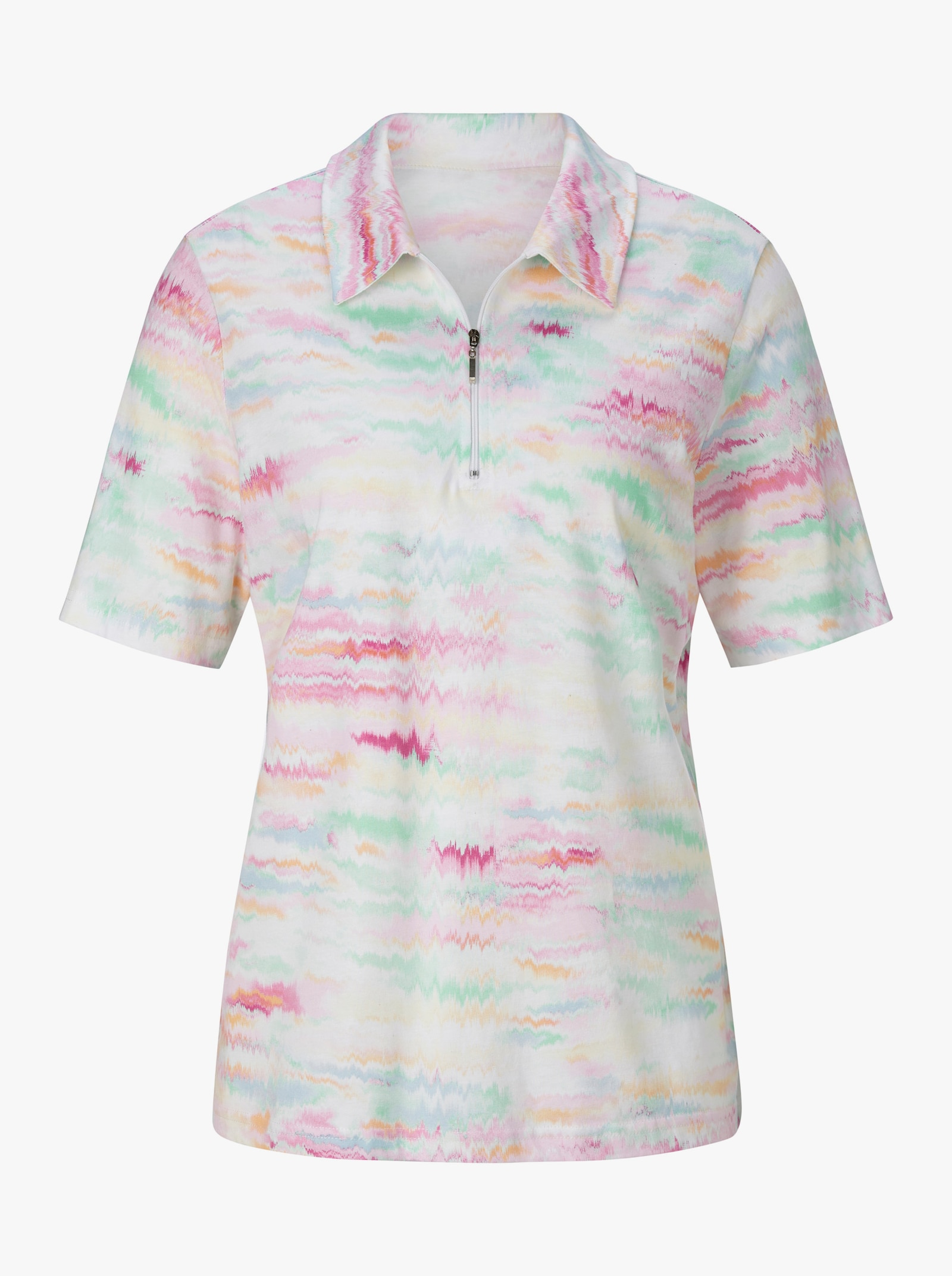 Poloshirt im Multicolour-Druck - fuchsia-mint-bedruckt
