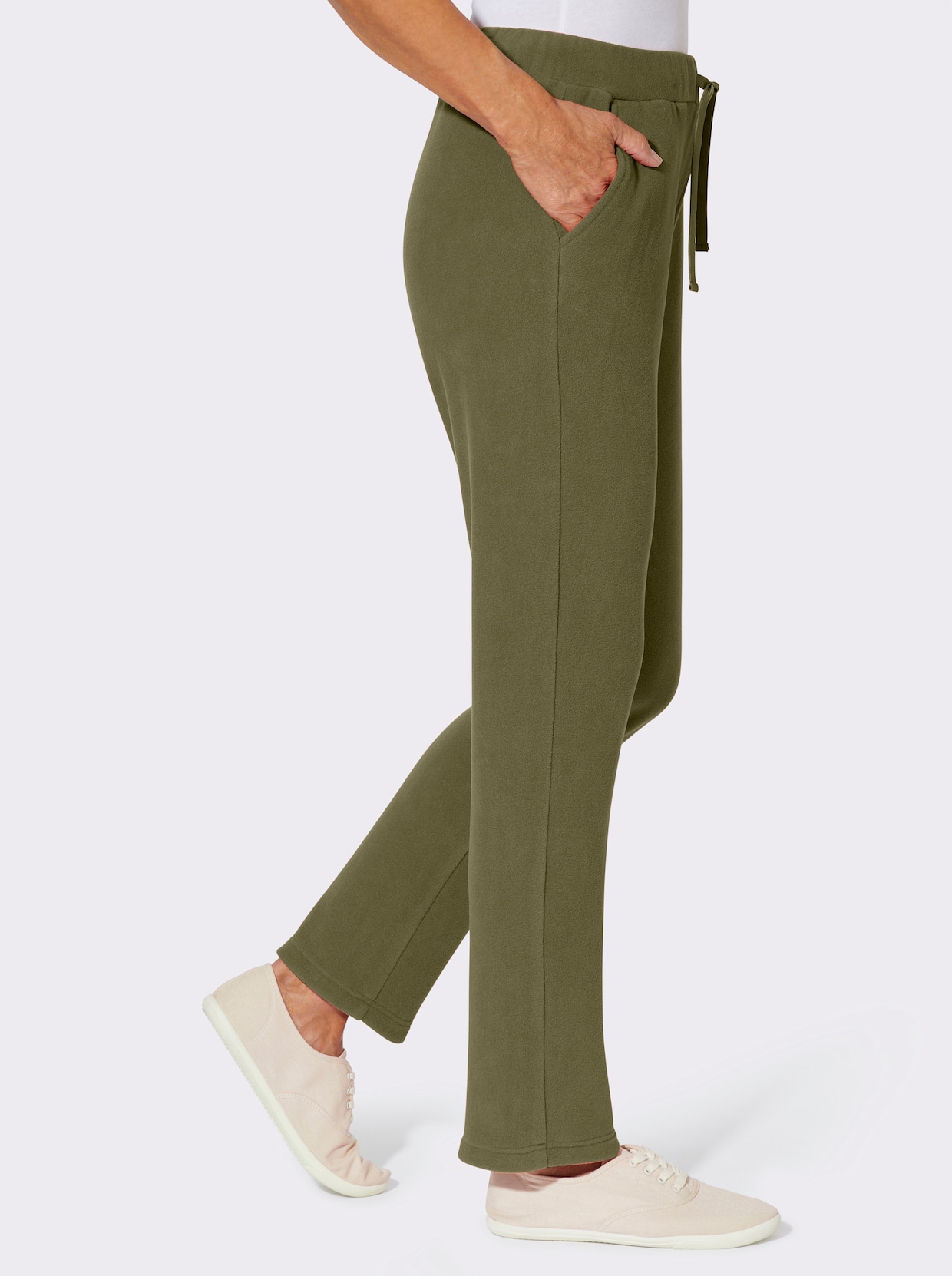 Fleecebyxa med hel resårlinning - oliv