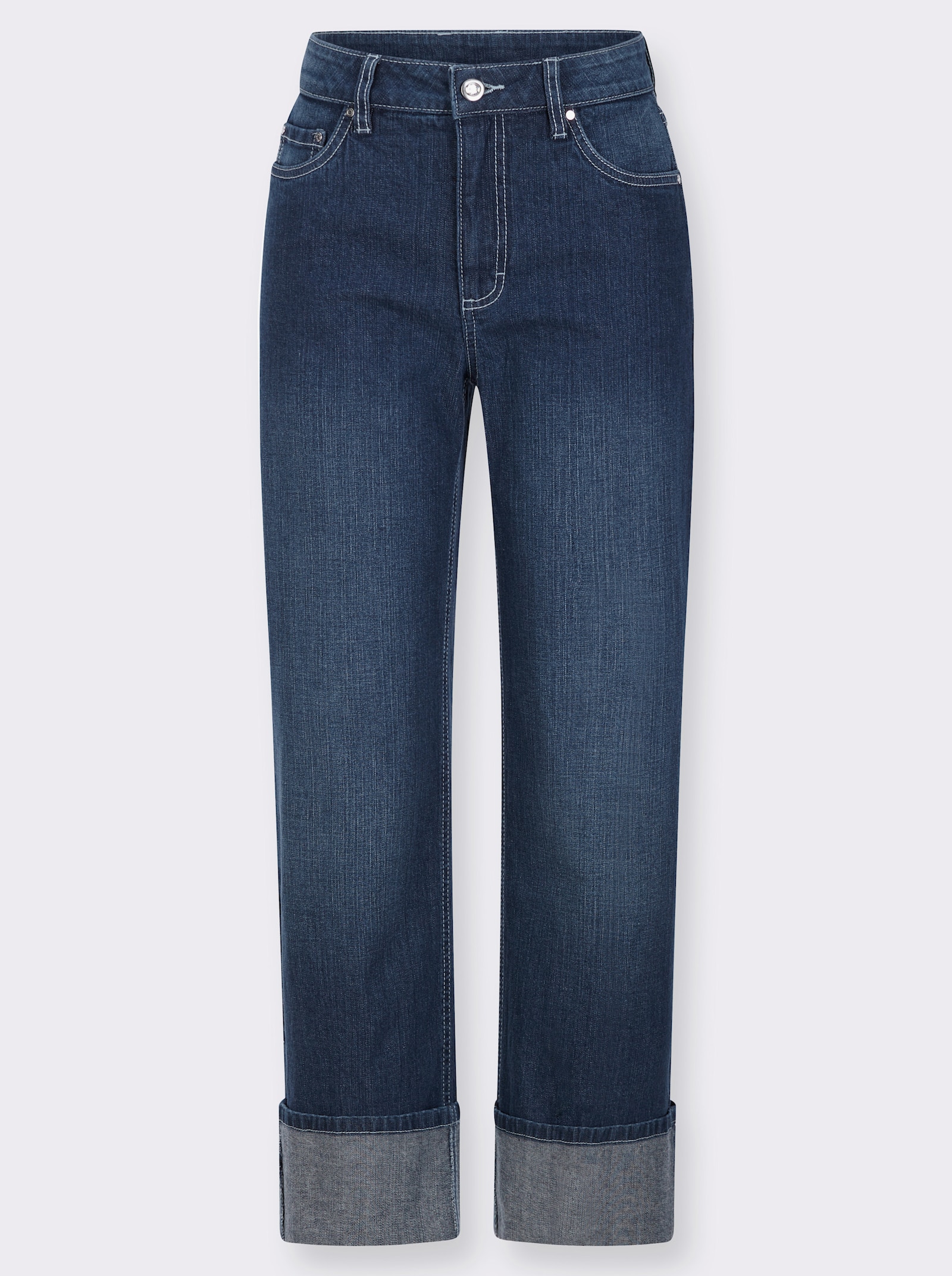 7/8-Jeans mit weitem Bein - blue-stone-washed