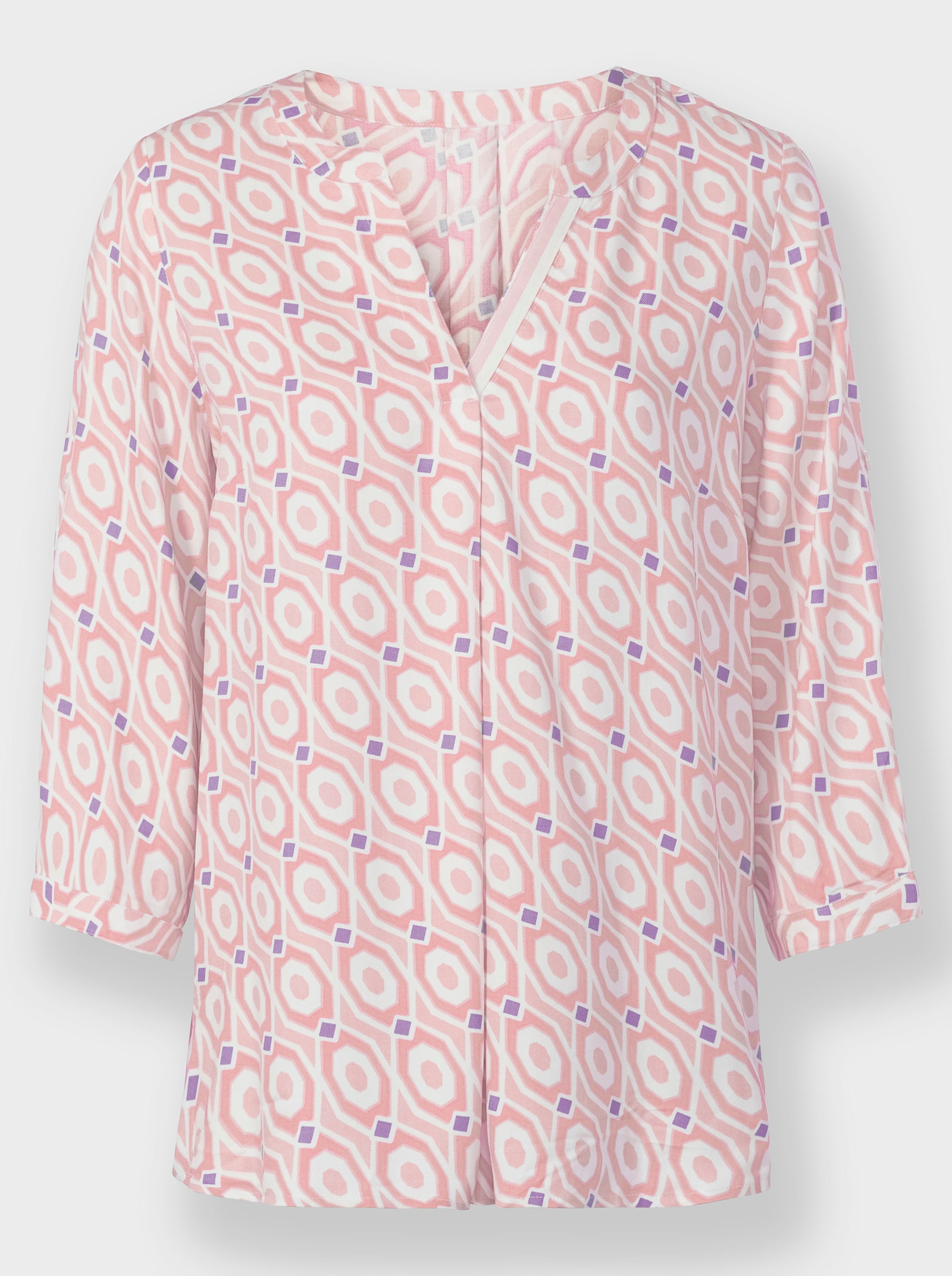 heine Chemisier avec fentes latérales - écru-rose clair imprimé