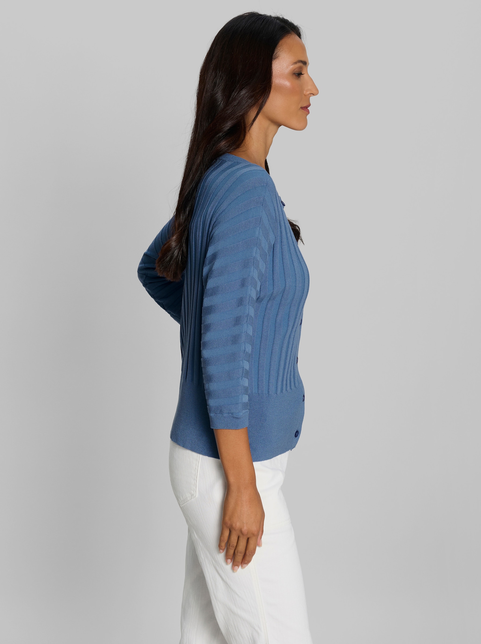 heine Strickjacke mit Streifenmuster - mittelblau