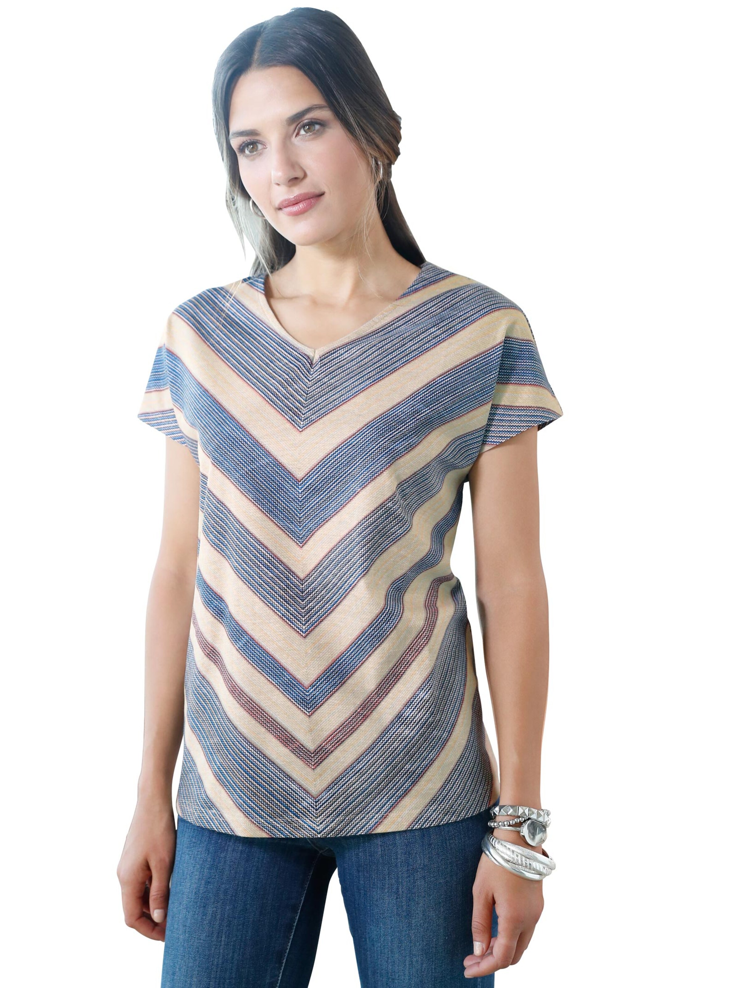 Shirt - blaugrau-puder-gemustert