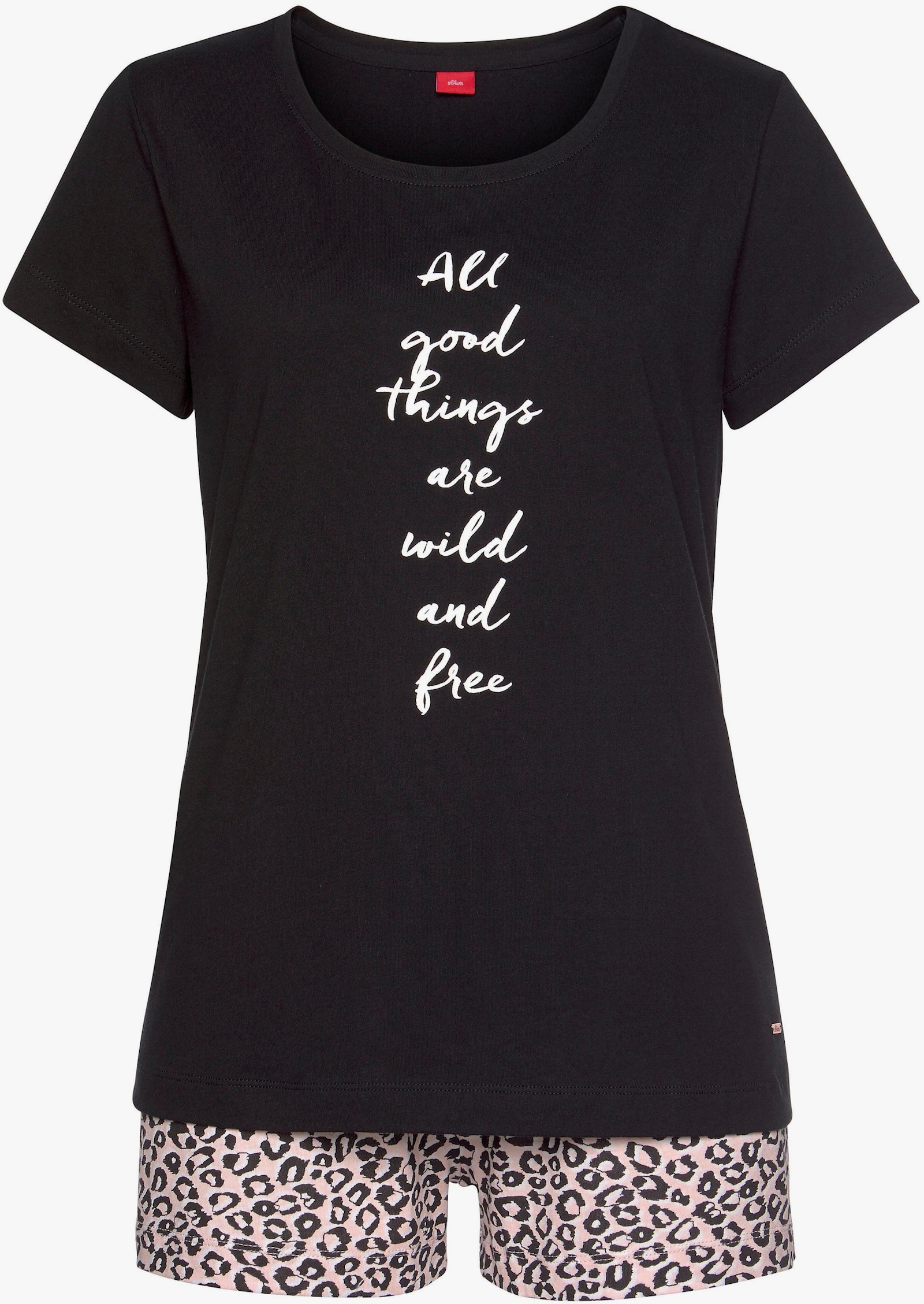 s.Oliver Pyjama court - rose clair-noir