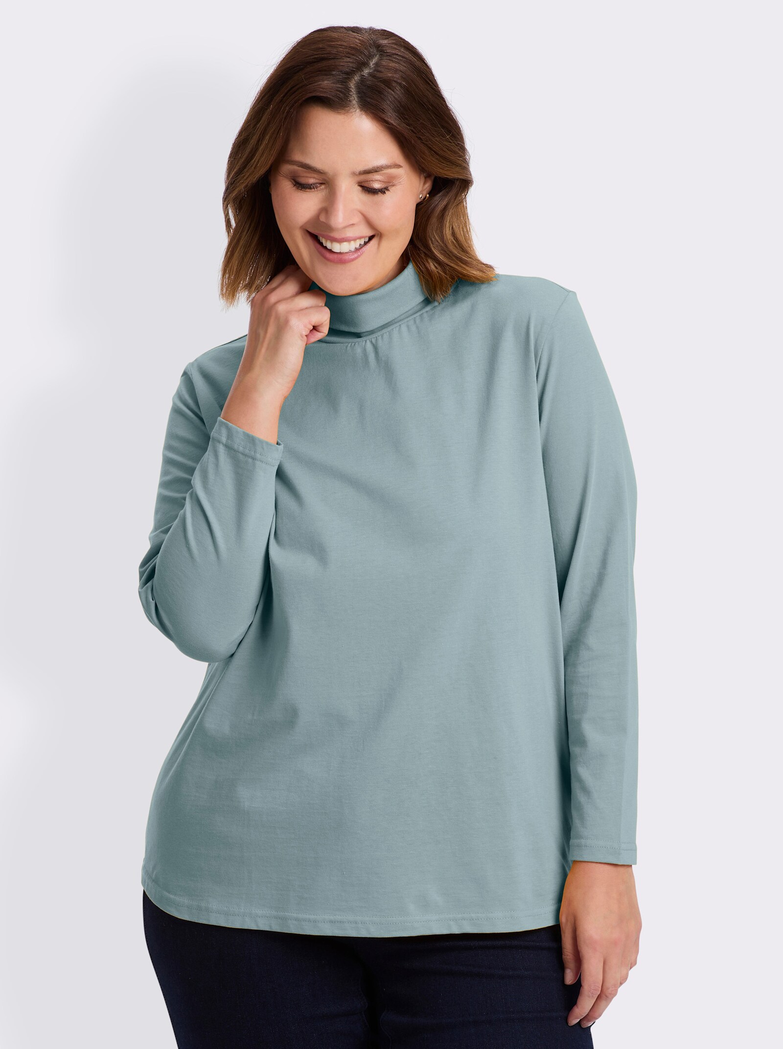Rollkragenshirt mit langen Ärmeln - wintertürkis