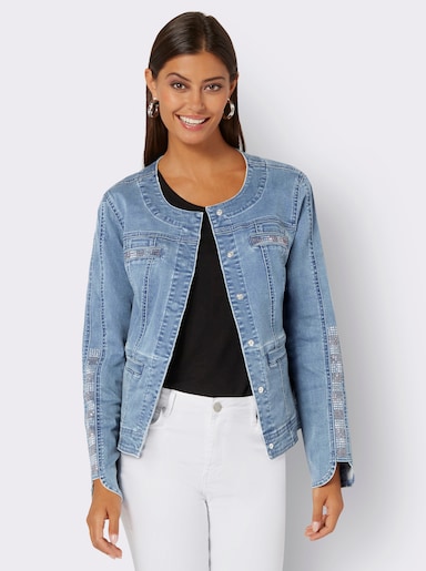 Jeansblazer mit glitzernden Details - blue-bleached