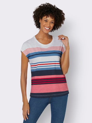 Ringelshirt aus reiner Baumwolle - marine-erdbeere-geringelt