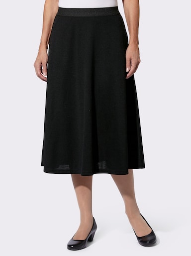 Jerseyrock mit Kontrastbund - schwarz + anthrazit-meliert