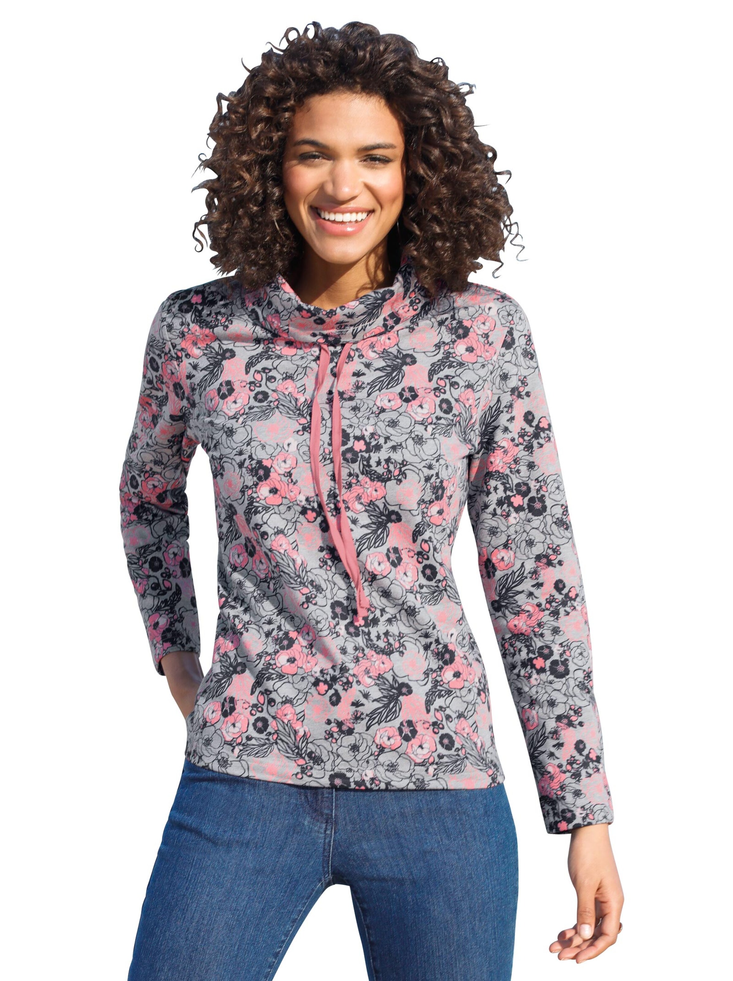 Sweatshirt - rosé-grau-gemustert