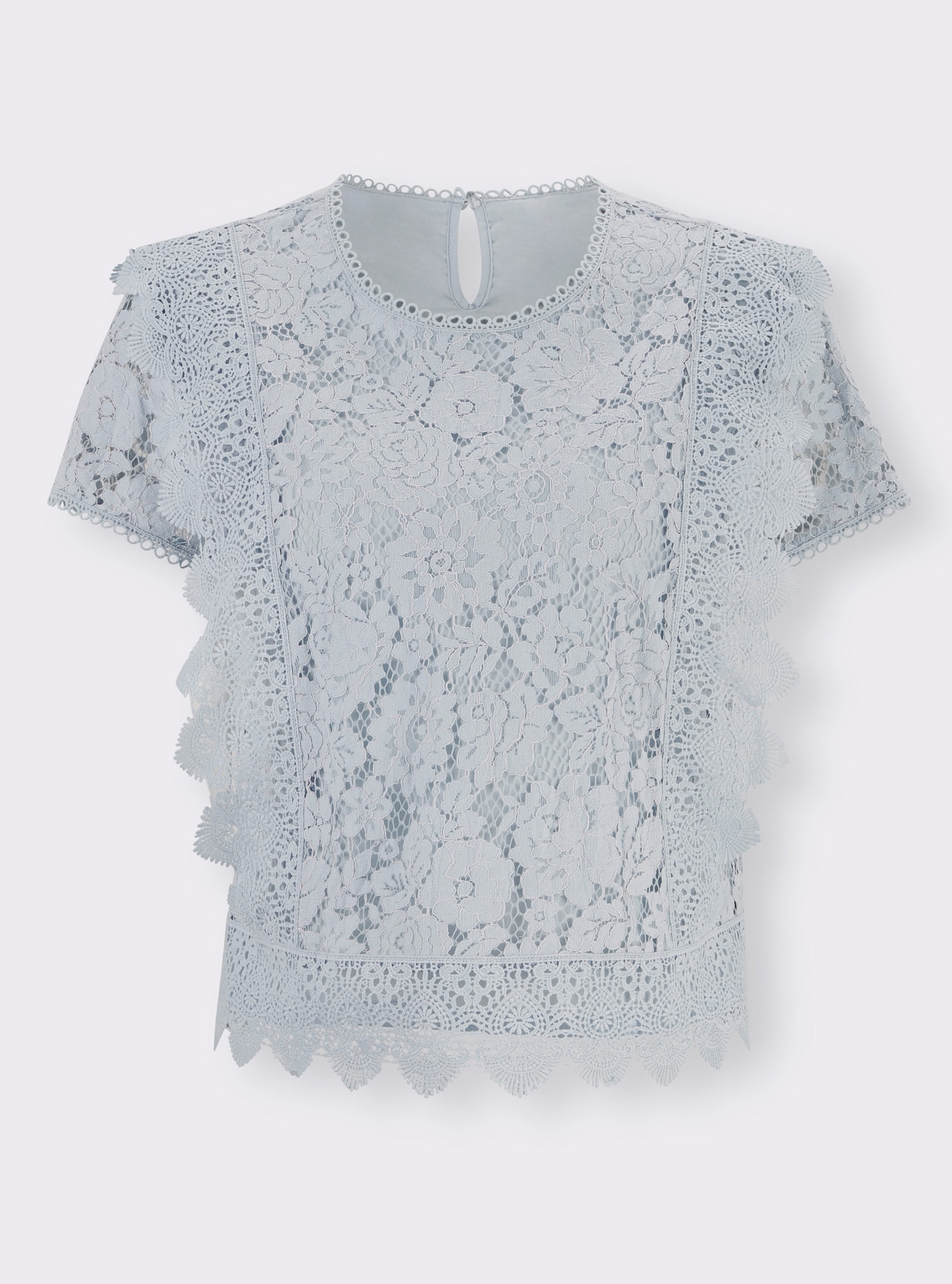 heine Baumwollbluse aus unterlegter Spitze - hellblau