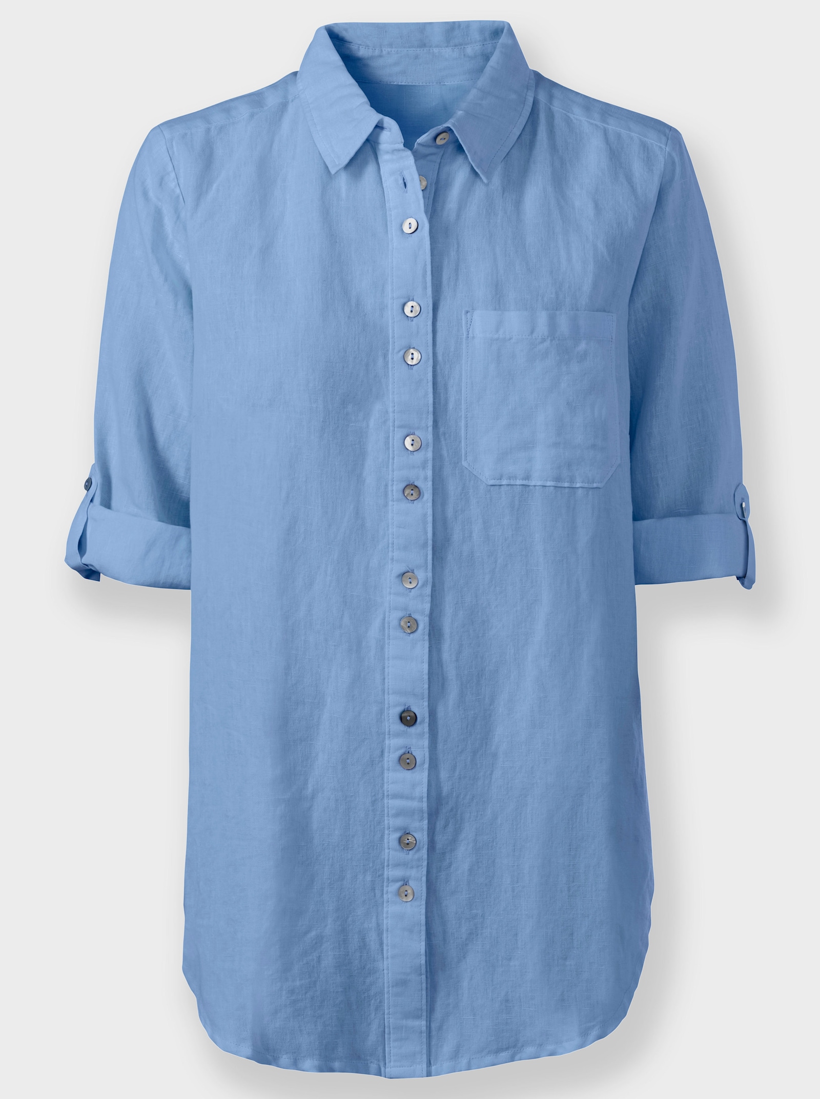heine Hemdbluse im Baumwoll-Leinen-Mix - himmelblau