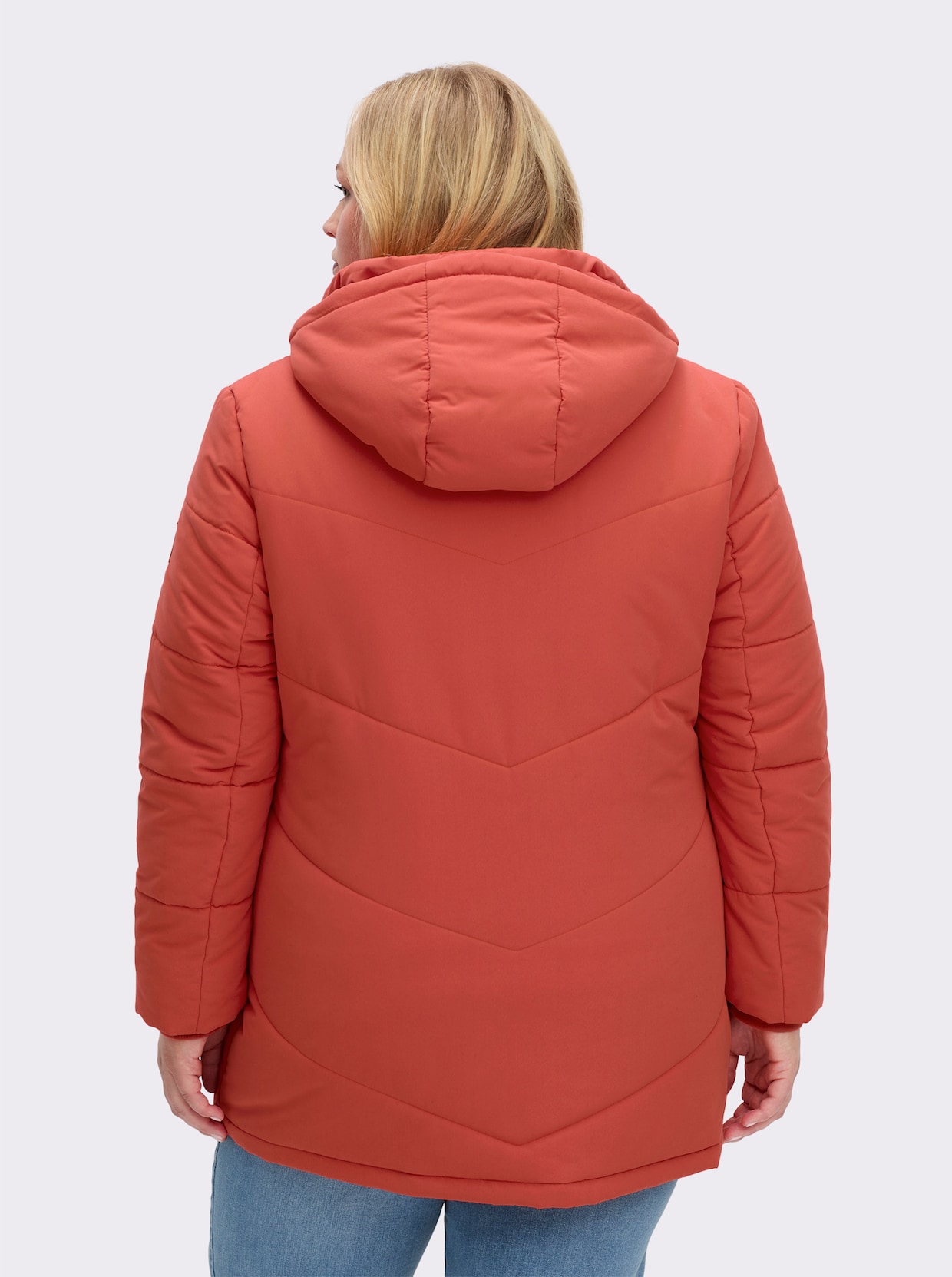 Outdoorjacke mit abnehmbarer Kapuze und Jersey-Bündchen - terra