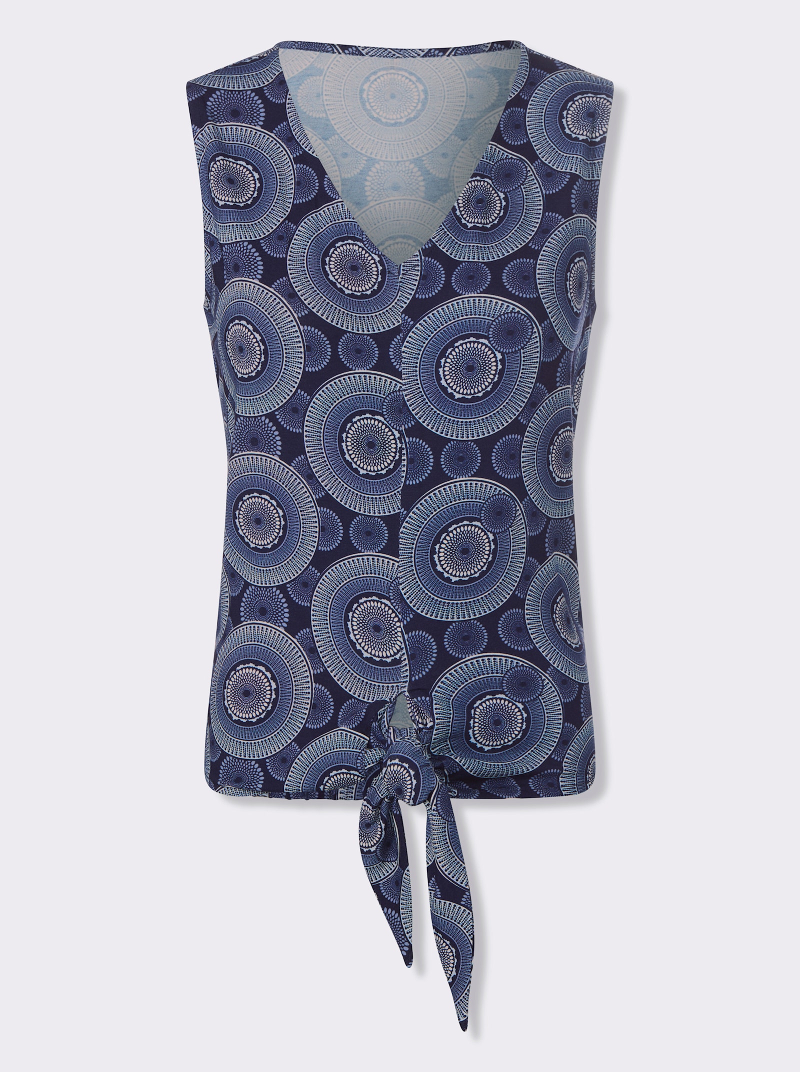 heine Shirttop mit Saum zum Knoten - marine-ecru-bedruckt