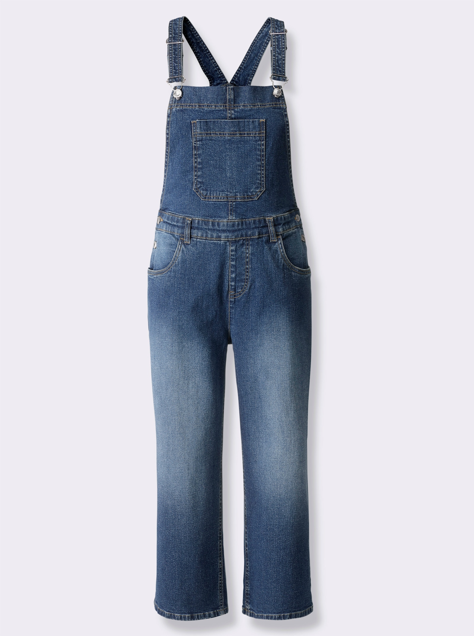 Jeanslatzhose in 3/4-Länge - blue-stone-washed