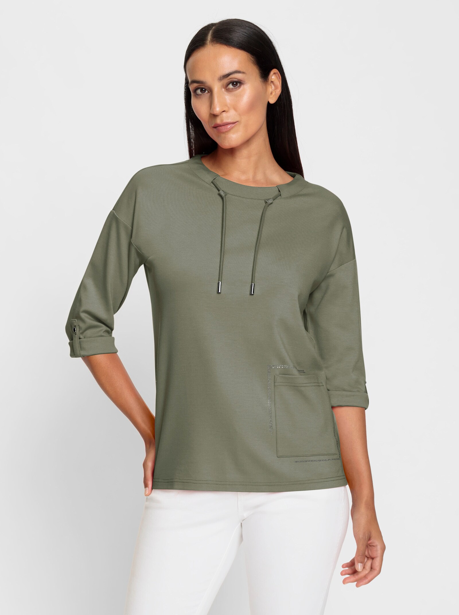 heine 3/4-Arm-Shirt mit Bindeband - khaki