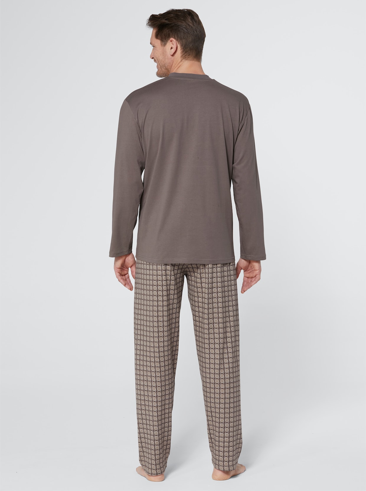 wäschepur men Pyjama's - donkertaupe + ecru