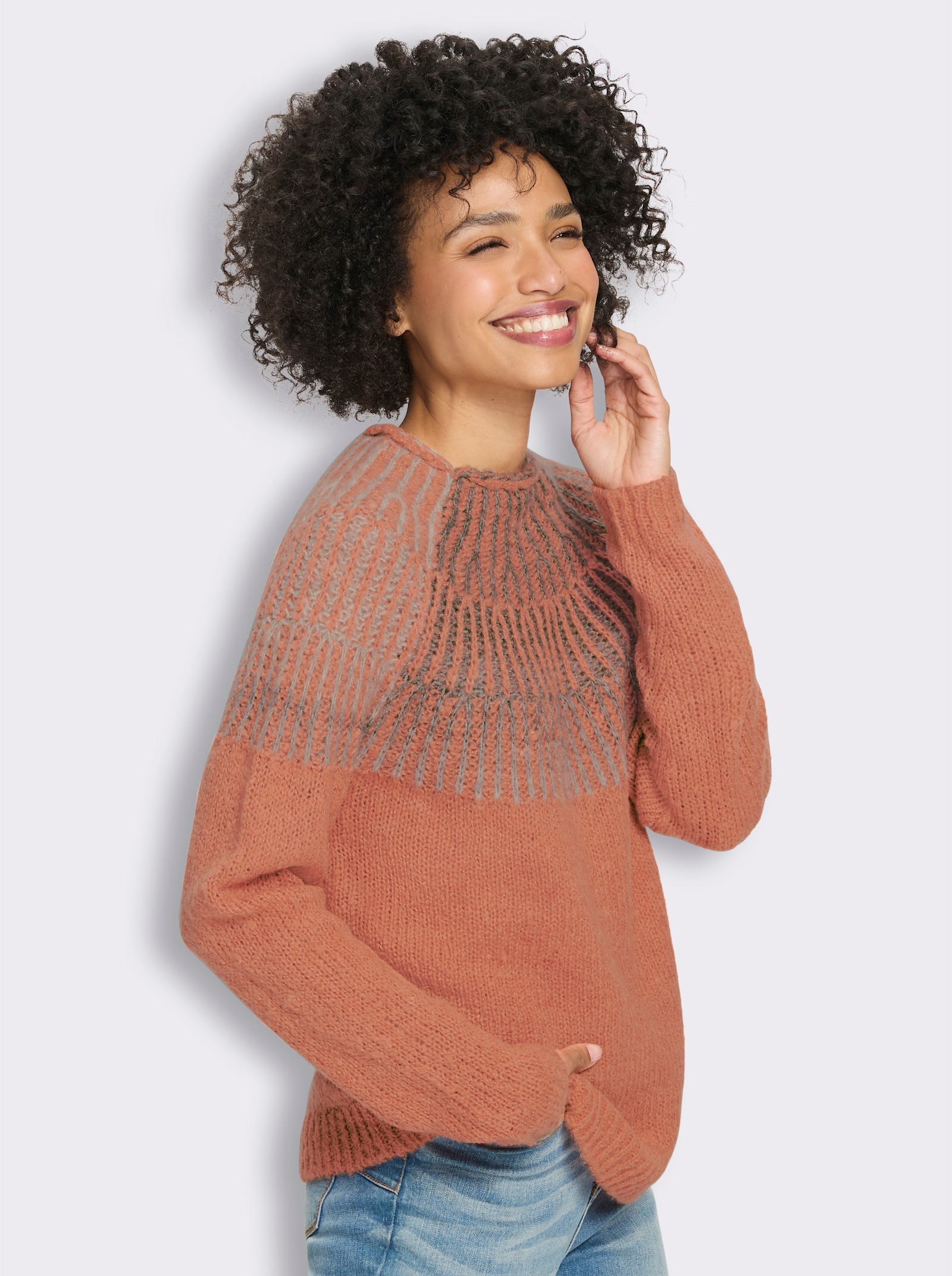 heine Strickpullover mit Raglanärmeln - papaya-meliert