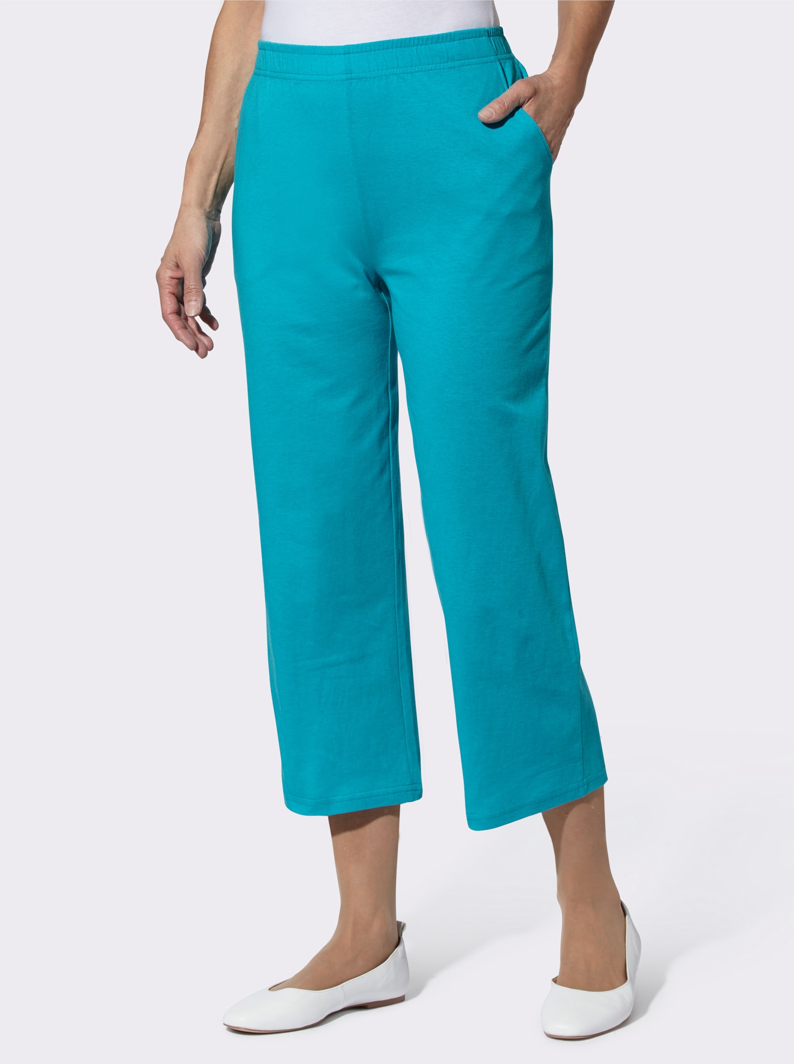 7/8-Hose mit weit geschnittenen Beinen - türkis