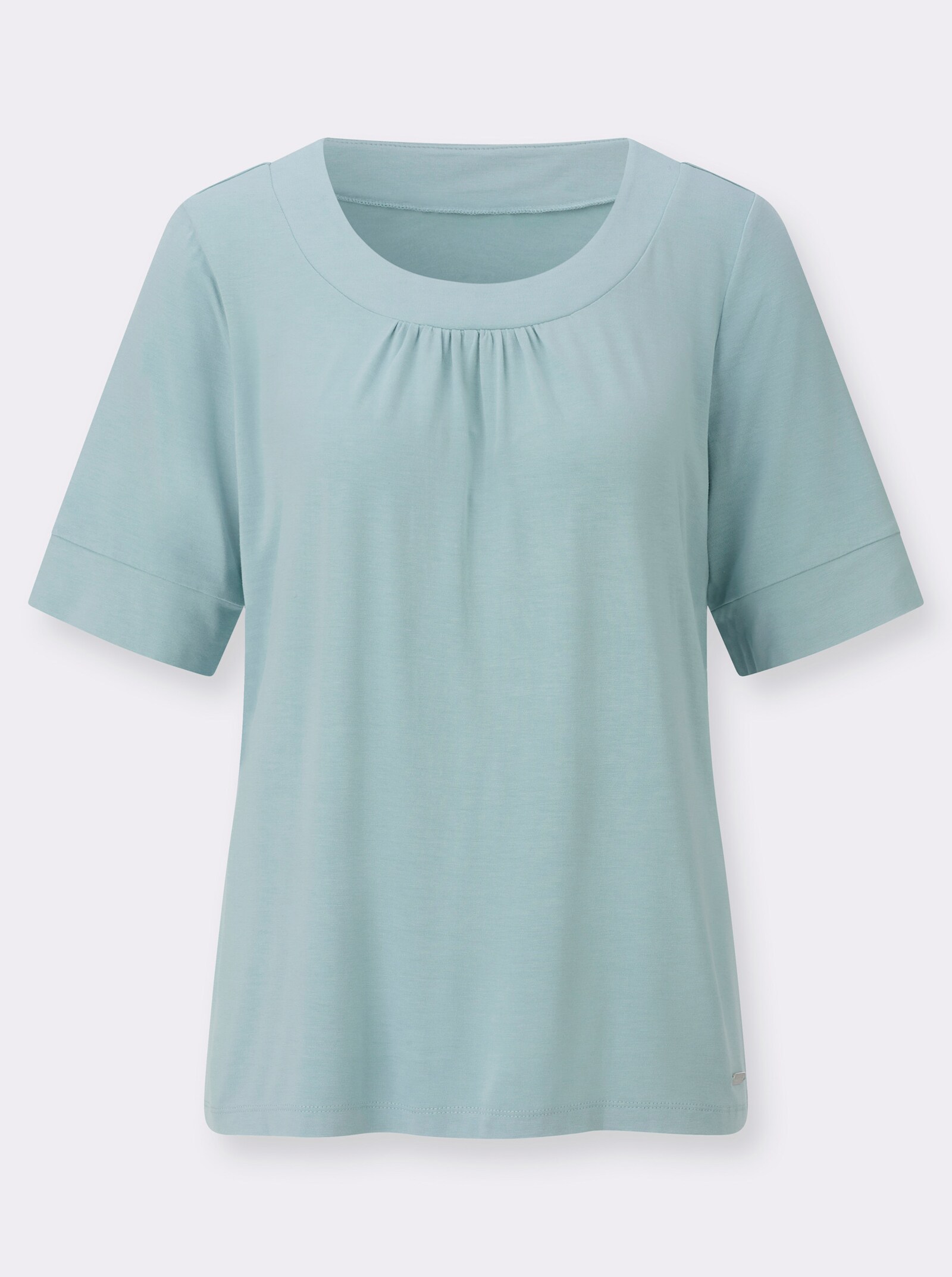 Rundhalsshirt mit dezenter Raffung - mint