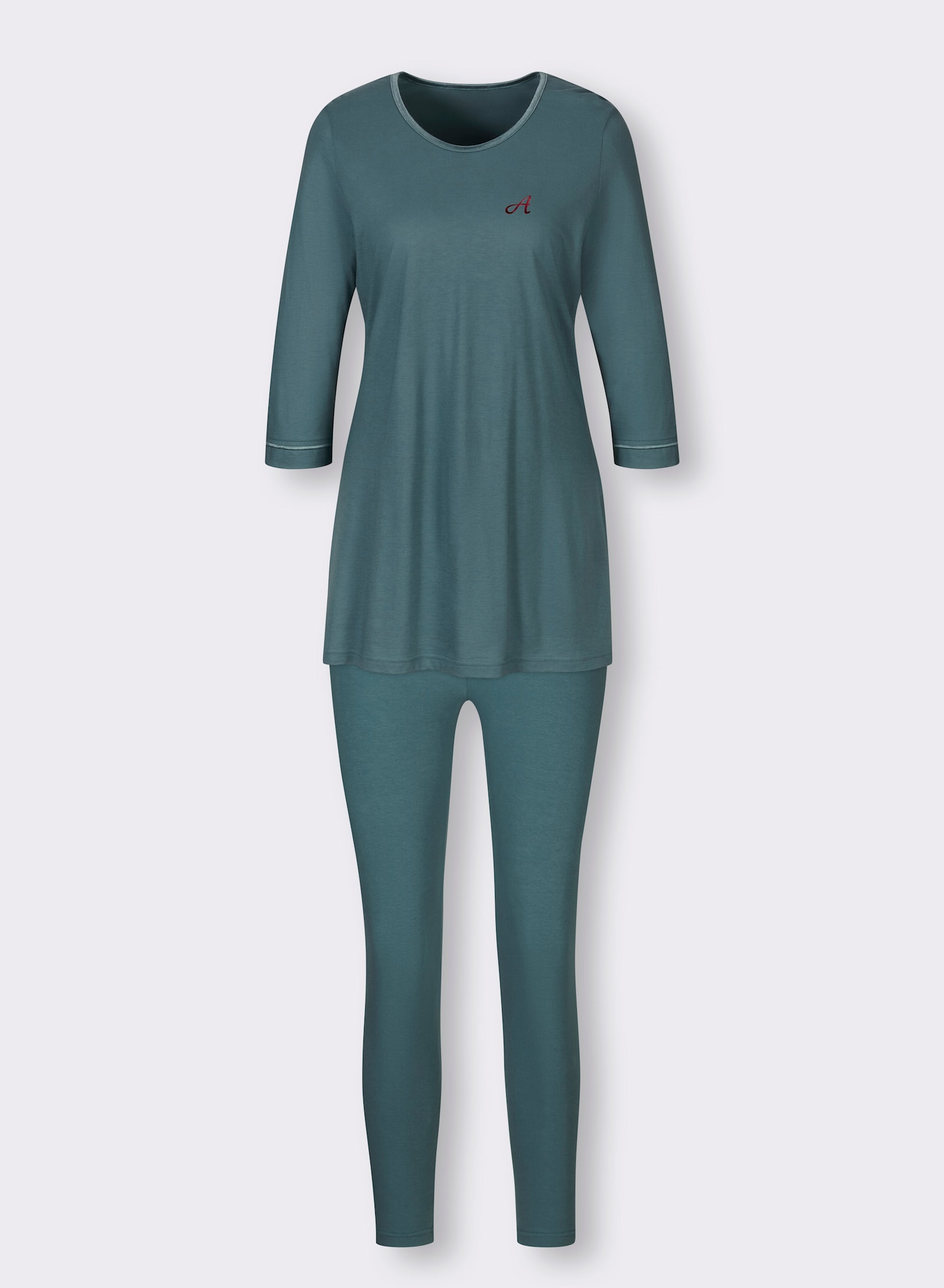 Ascafa Schlafanzug mit Druck-Motiv vorne - petrol