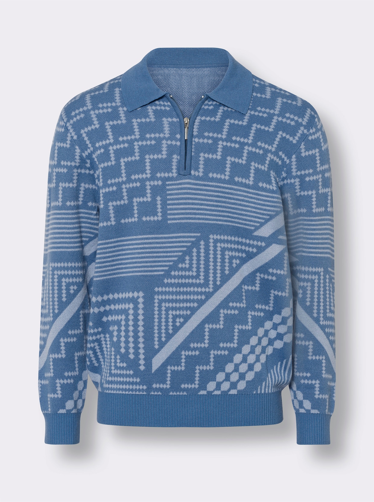 Polopullover - mittelblau-bleu-gemustert