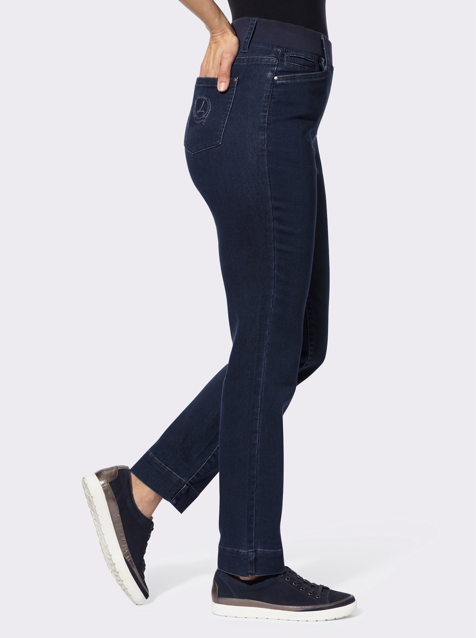 Comfortjeans met geribde comfortband - dark-blue