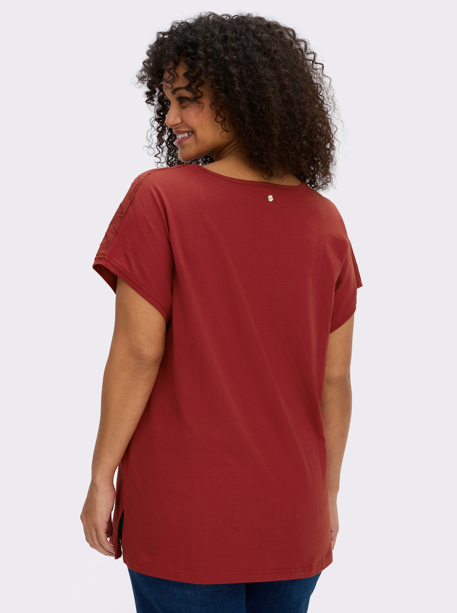 sheego T-Shirt mit Lochspitze - kirsche