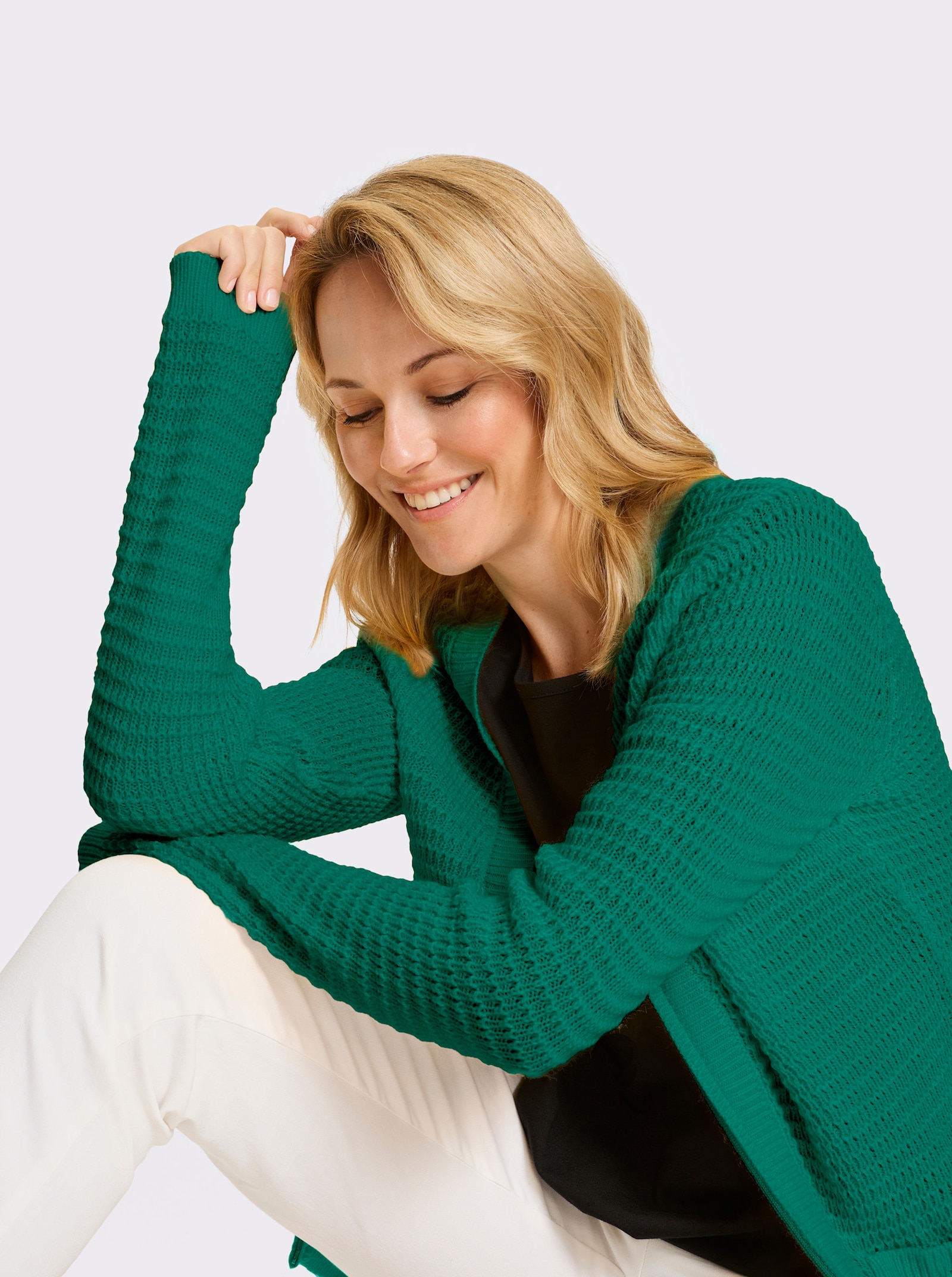 Cardigan mit Reissverschluss - smaragd