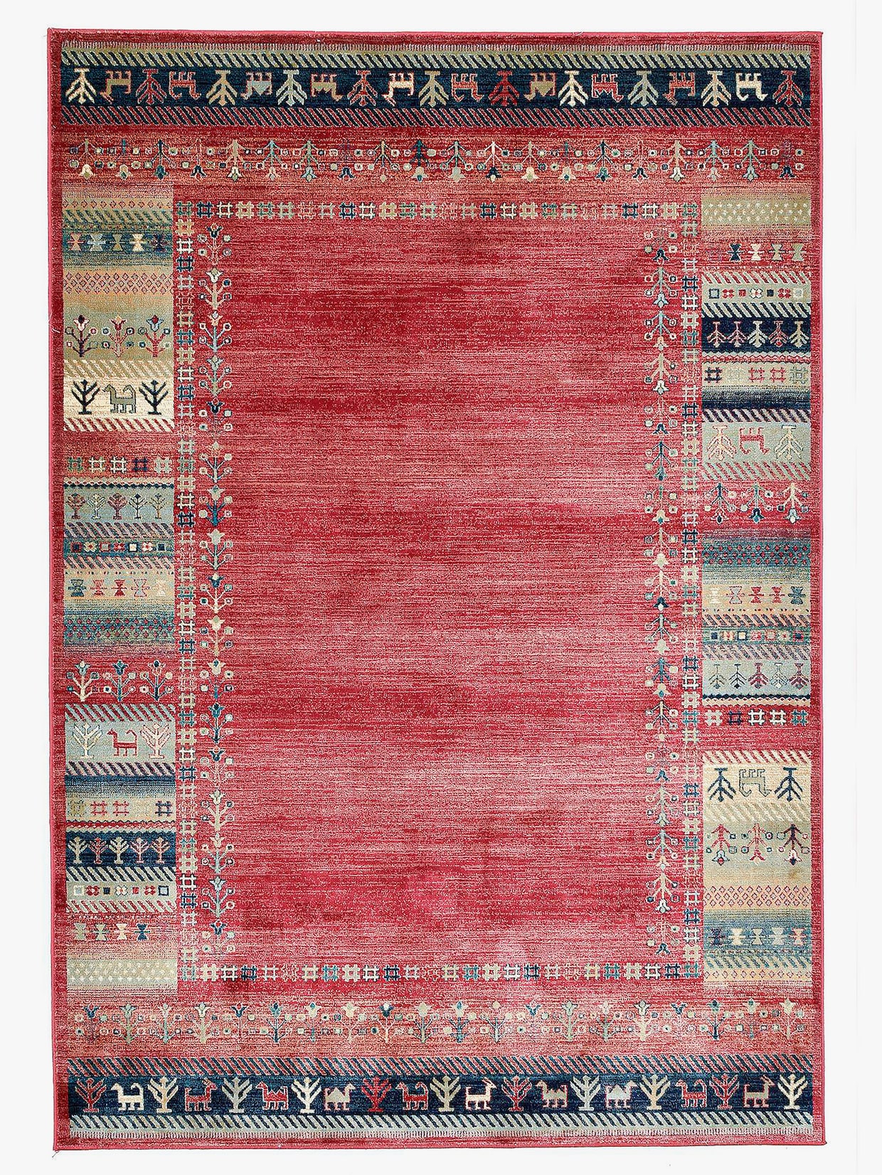 Theko Teppich - rot-gemustert