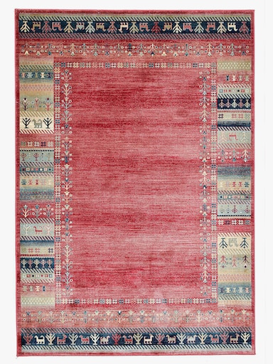 Theko Teppich - rot-gemustert