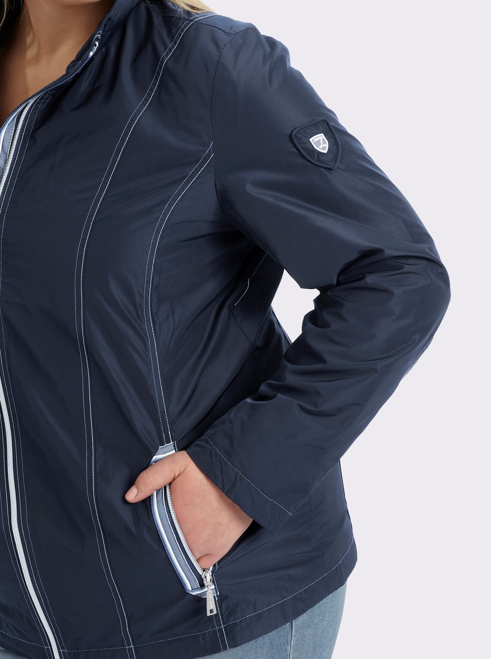 Übergangsjacke mit kontrastfarbigen Ziernähten - marine