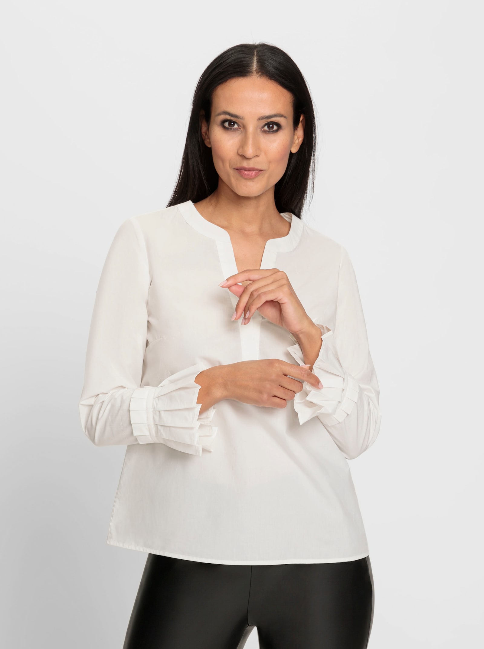 heine Blouse met lange mouwen en plissé - ecru