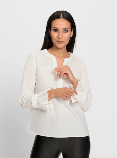 heine Blouse met lange mouwen en plissé - ecru