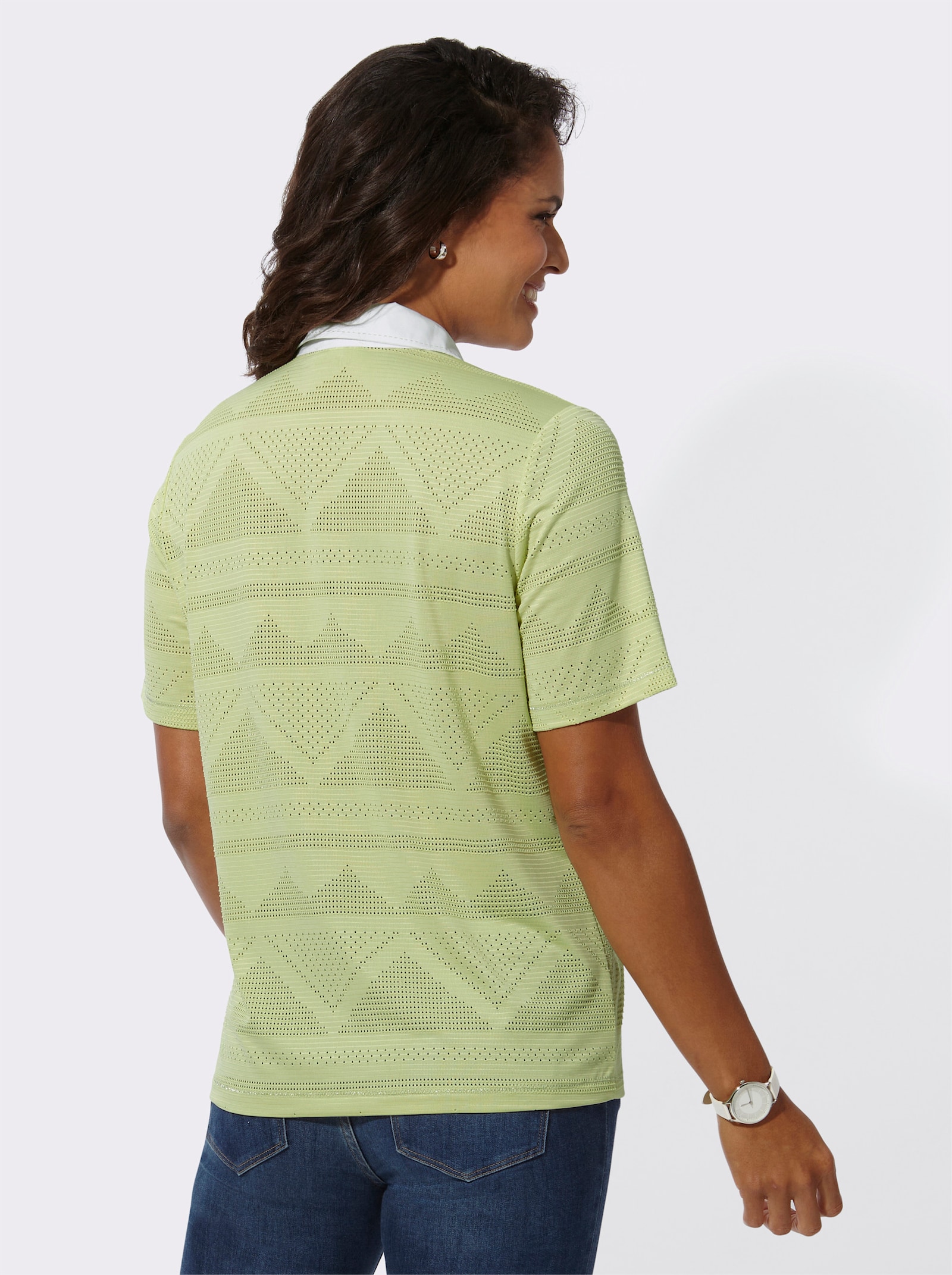 Poloshirt mit Jacquard-Muster - pistazie