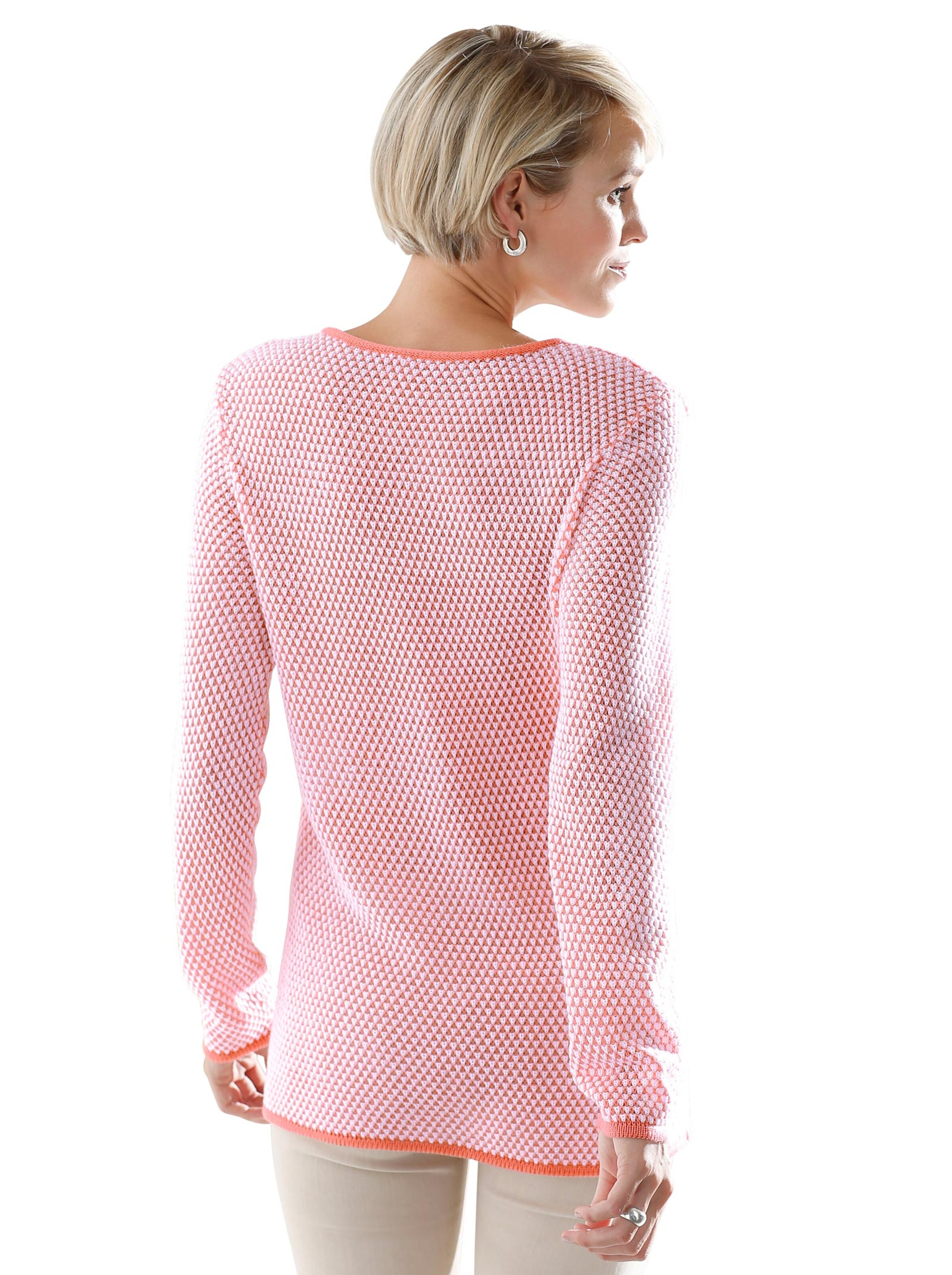 Pullover - koralle-weiß