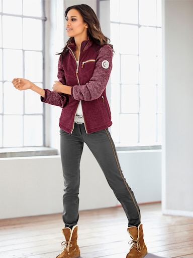 Fleecejacke im Mix aus Fleece und Strick - beere-meliert