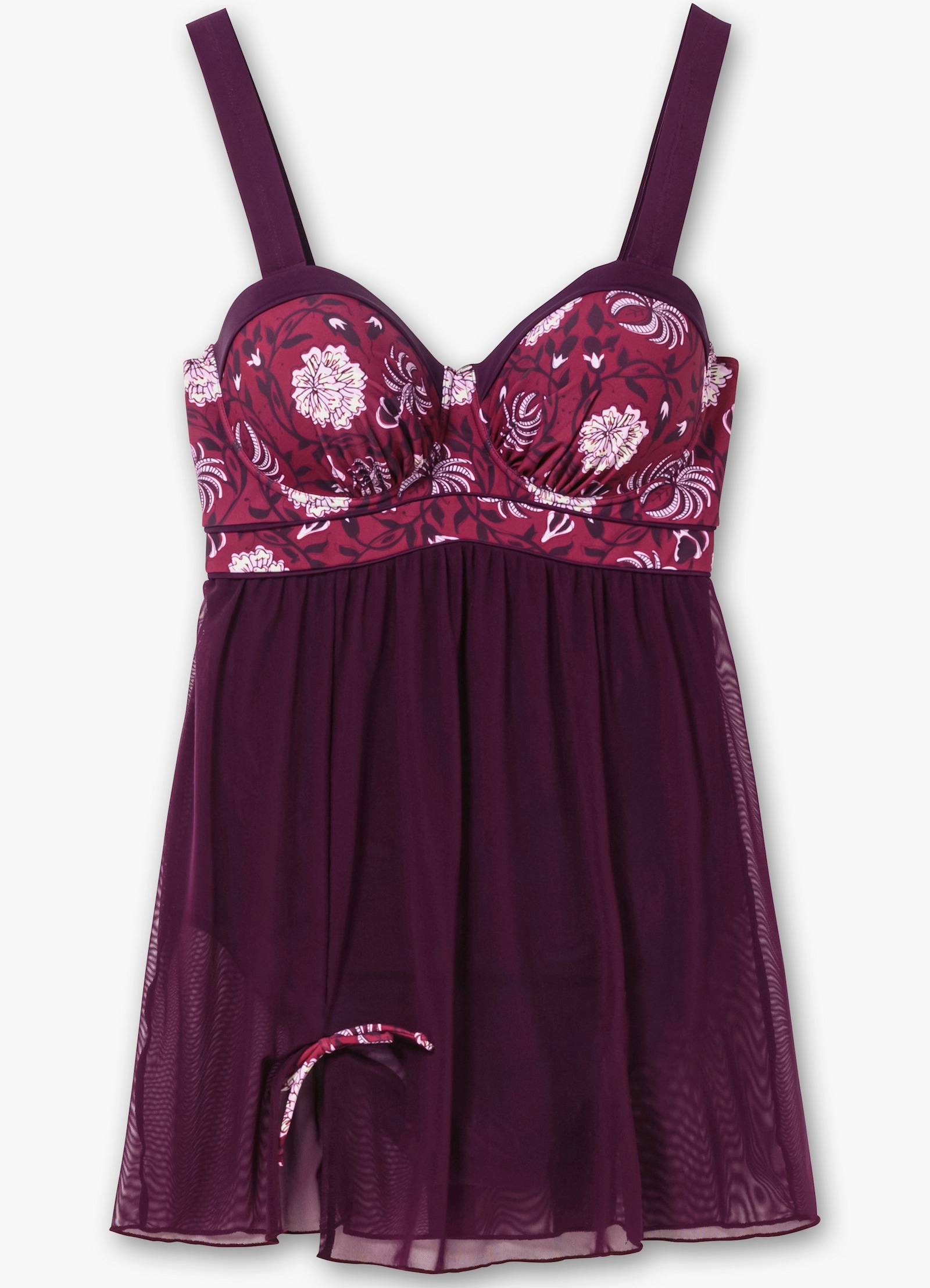 sheego by Joe Browns Badekleid mit Mesh-Rock - beere-gemustert