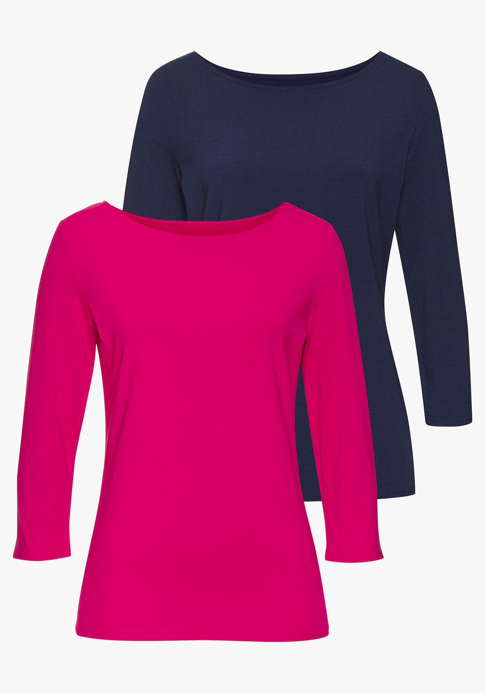 LASCANA 3/4-Arm-Shirt - hibiskus, navy
