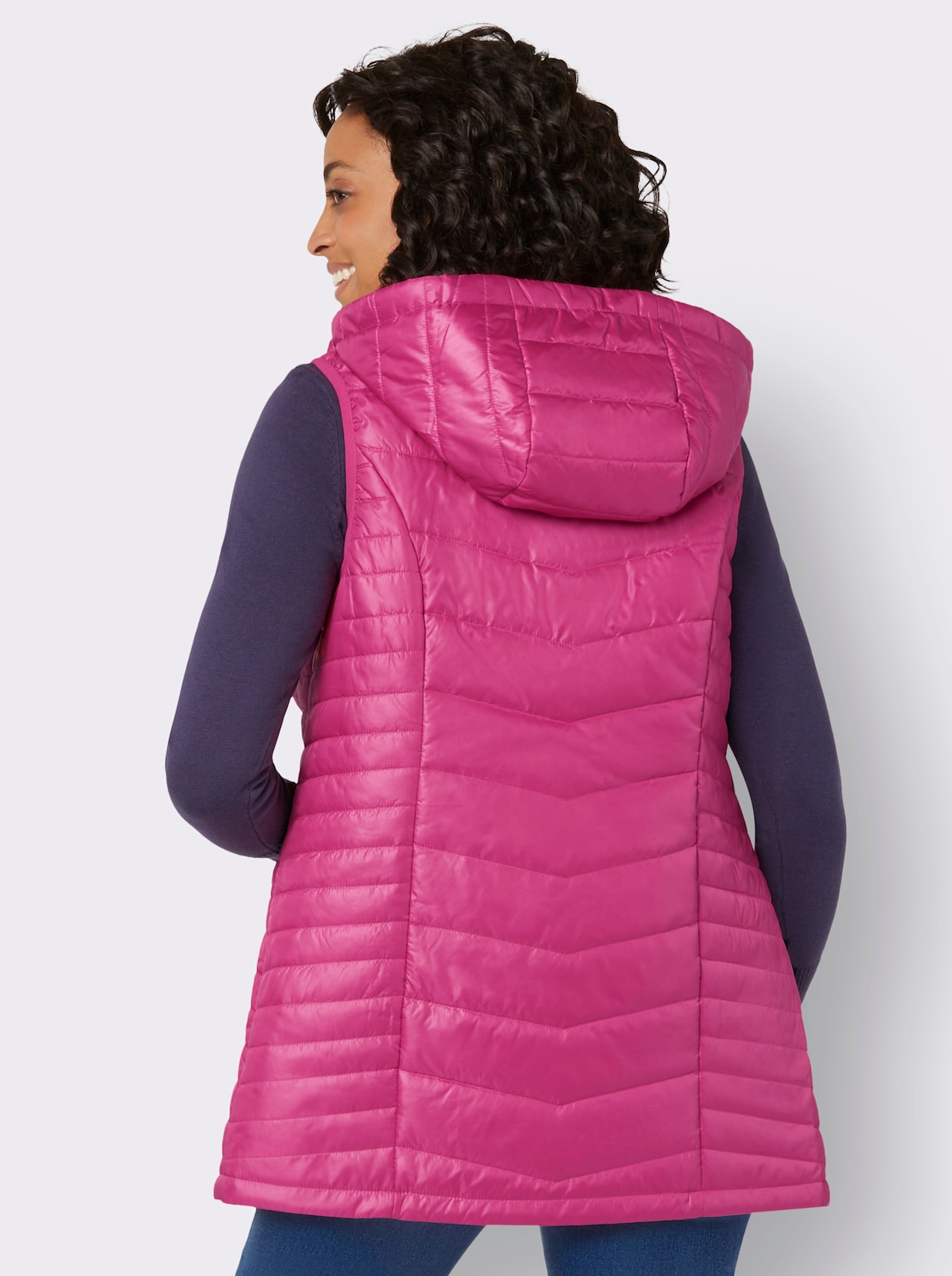 Lange bodywarmer - fuchsia