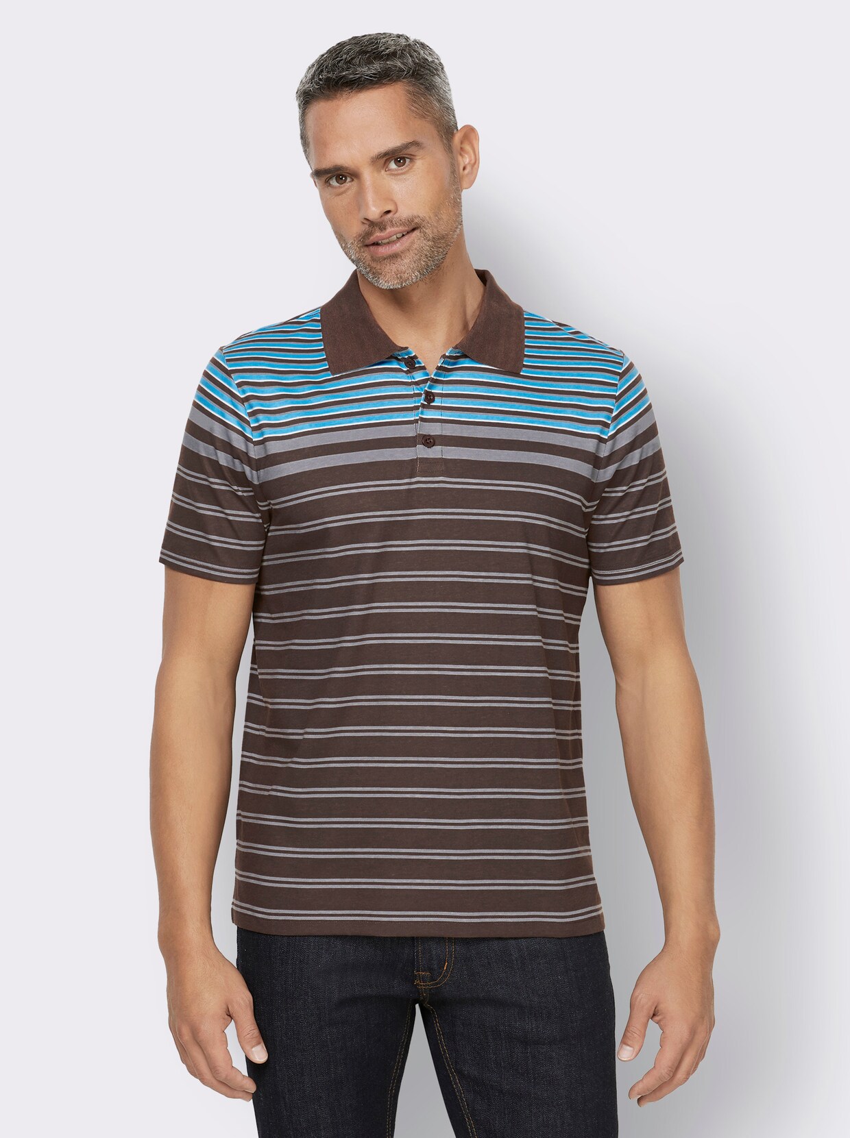 Poloshirt - choco gestreept