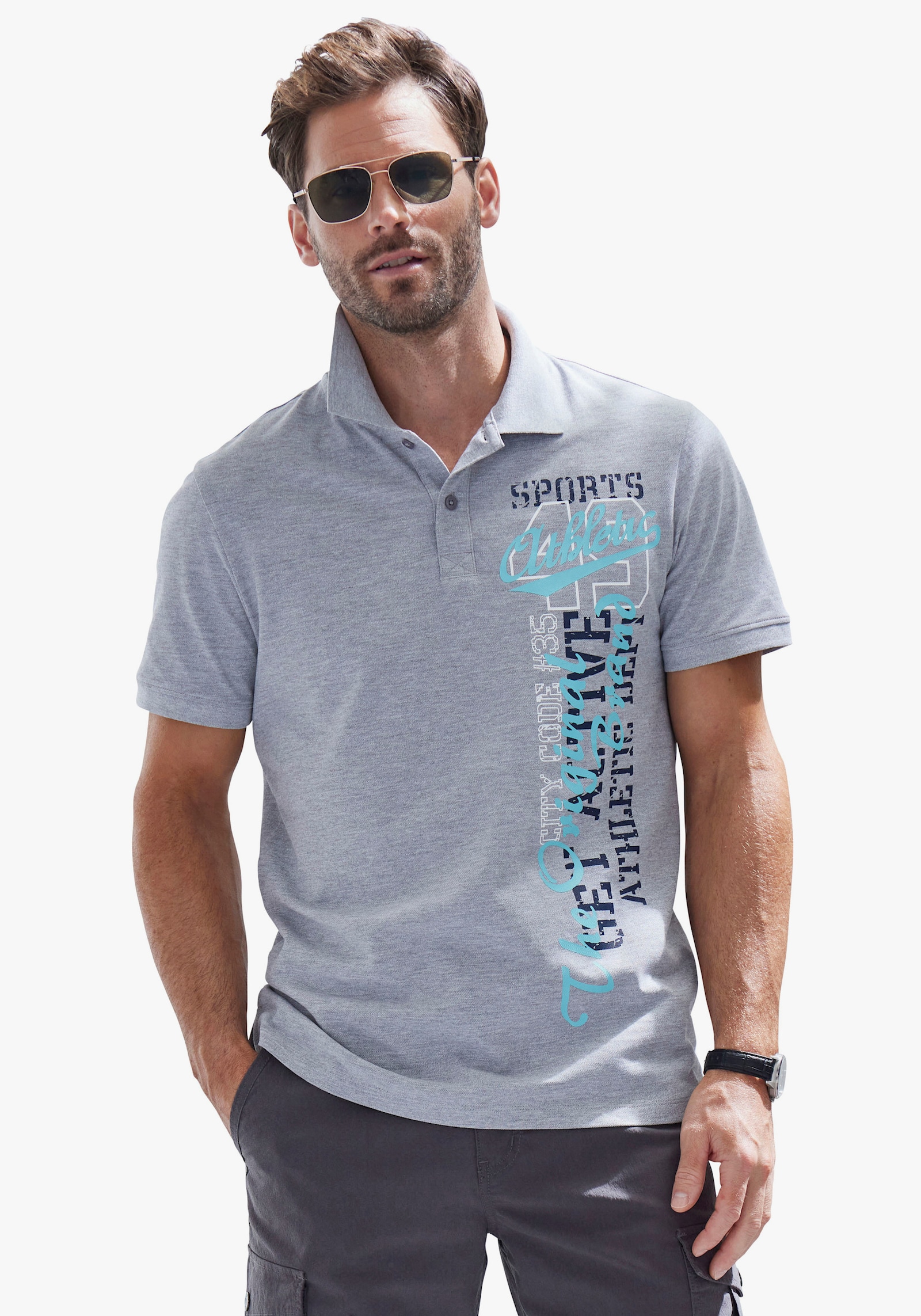 John Devin Poloshirt - grau meliert