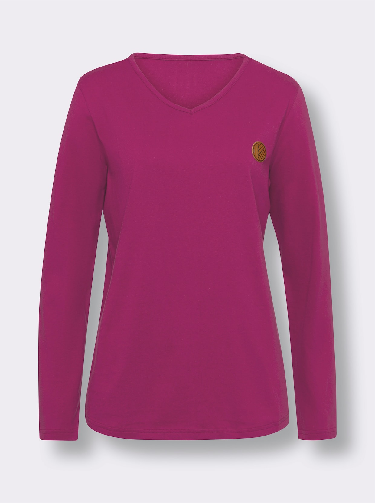 Shirt met V-hals - heide